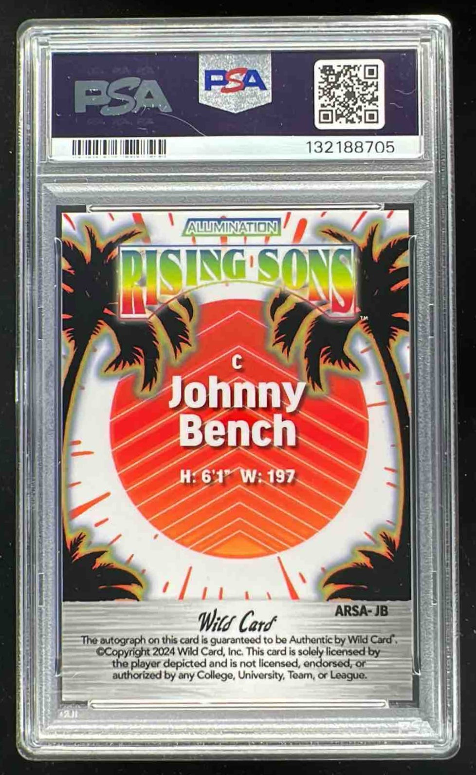 2024 Wild Card Just The Hits Rising Son Rainbow Johnny Bench Auto