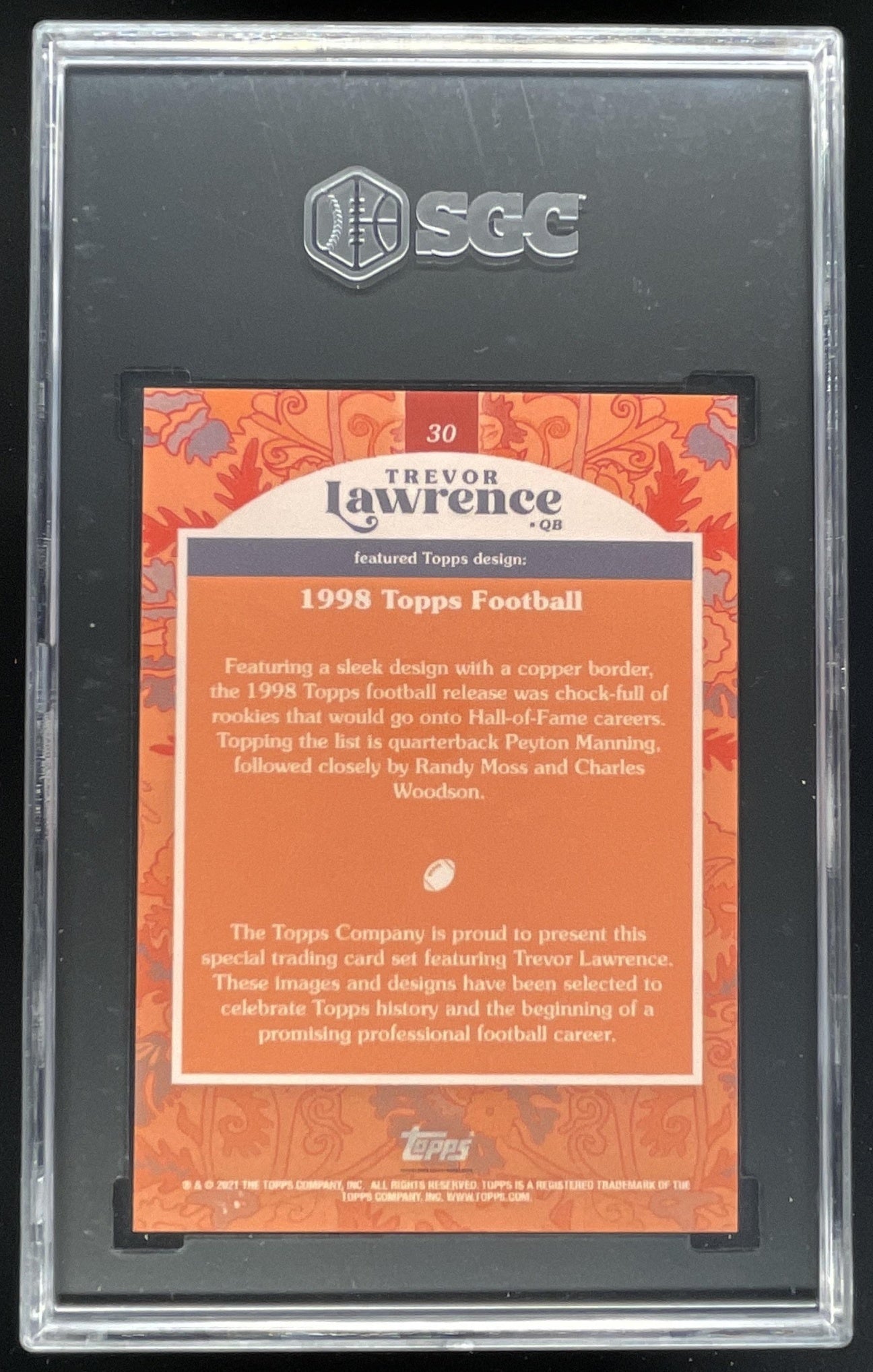 2021 Topps x Trevor Lawrence #30 Trevor Lawrence RC SGC 10