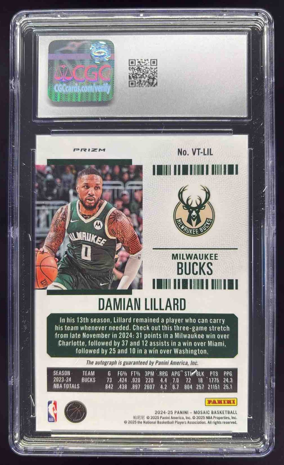 2024-25 Panini Mosaic Veteran Ticket Autograph Damian Lillard Auto