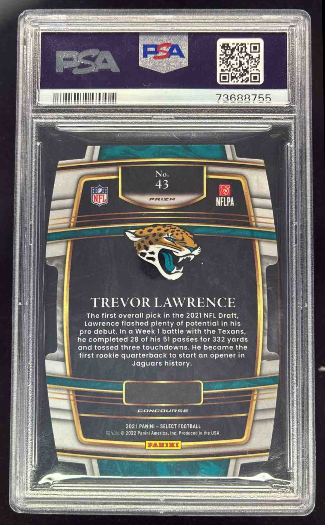2021 Panini Select Silver Prizm Die Cut #43 Trevor Lawrence RC