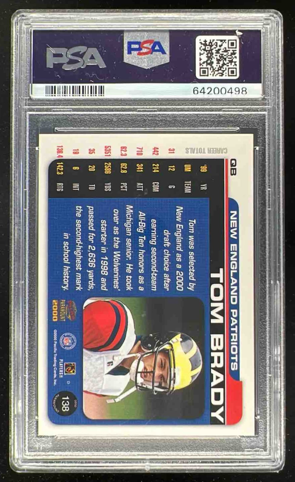 2000 Pacific Paramount #138 Tom Brady RC PSA 10 – Burbank Cards