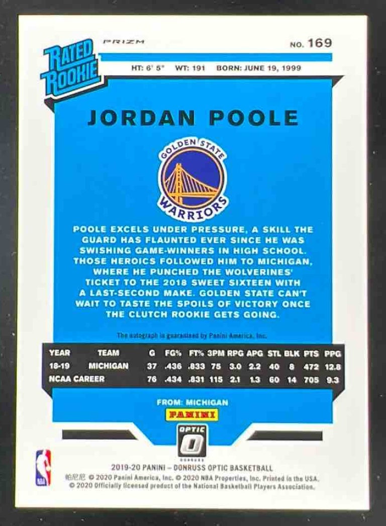 2019 Donruss Optic Rated Rookies Signatures Purple #169 Jordan