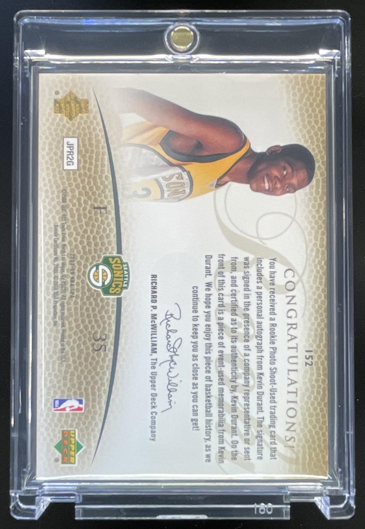 2007-08 SP Authentic #152 Kevin Durant MEM Autograph RC Auto /299