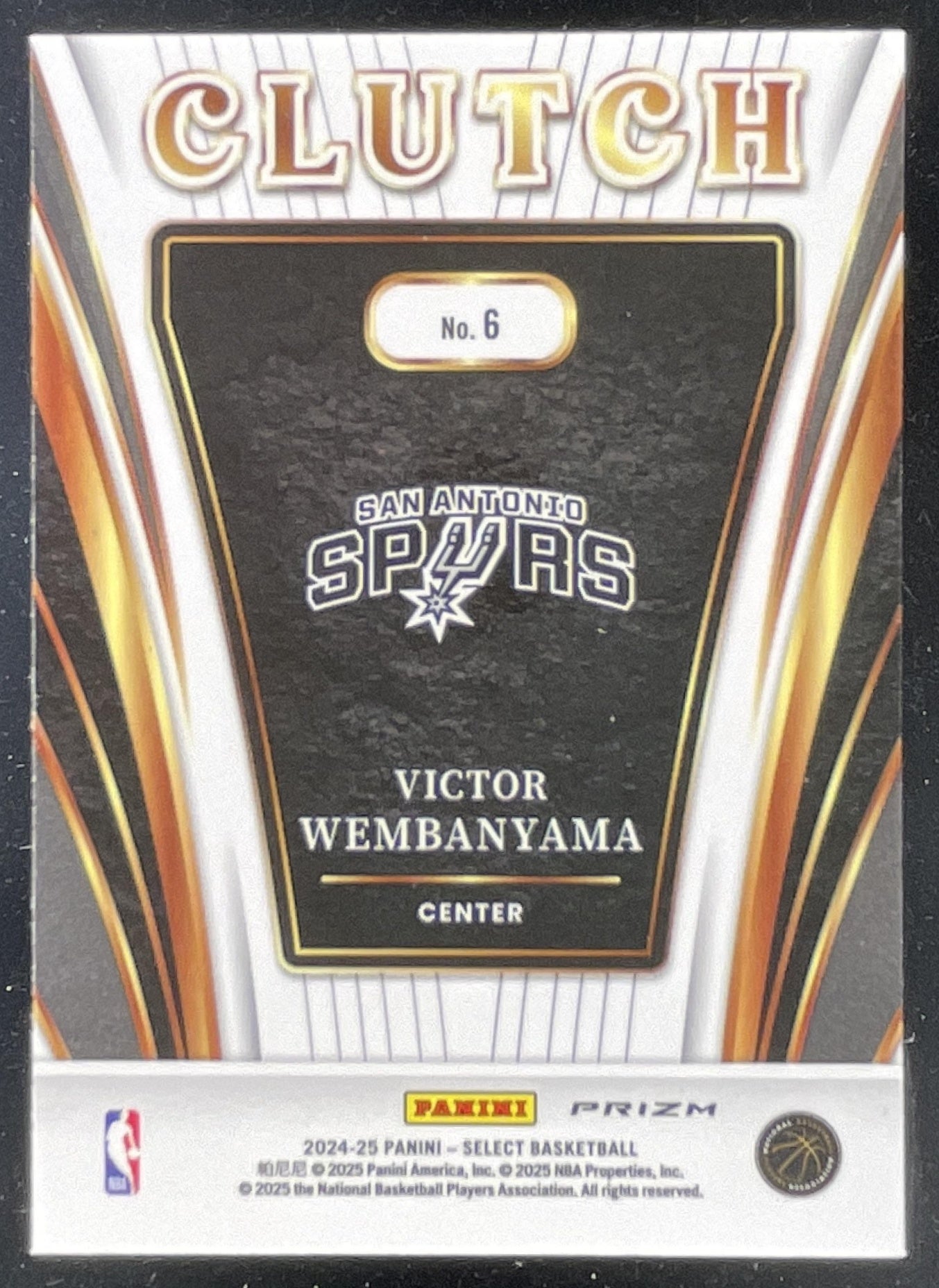 2024-25 Panini Select Clutch Silver Prizm #6 Victor Wembanyama