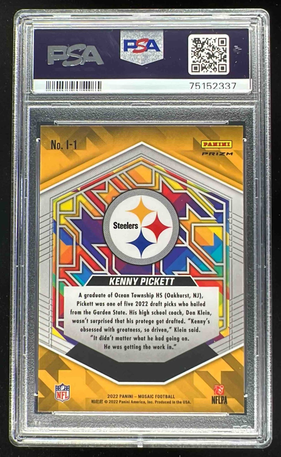 2022 Panini Mosaic Introductions Silver #I-1 Kenny Pickett RC PSA