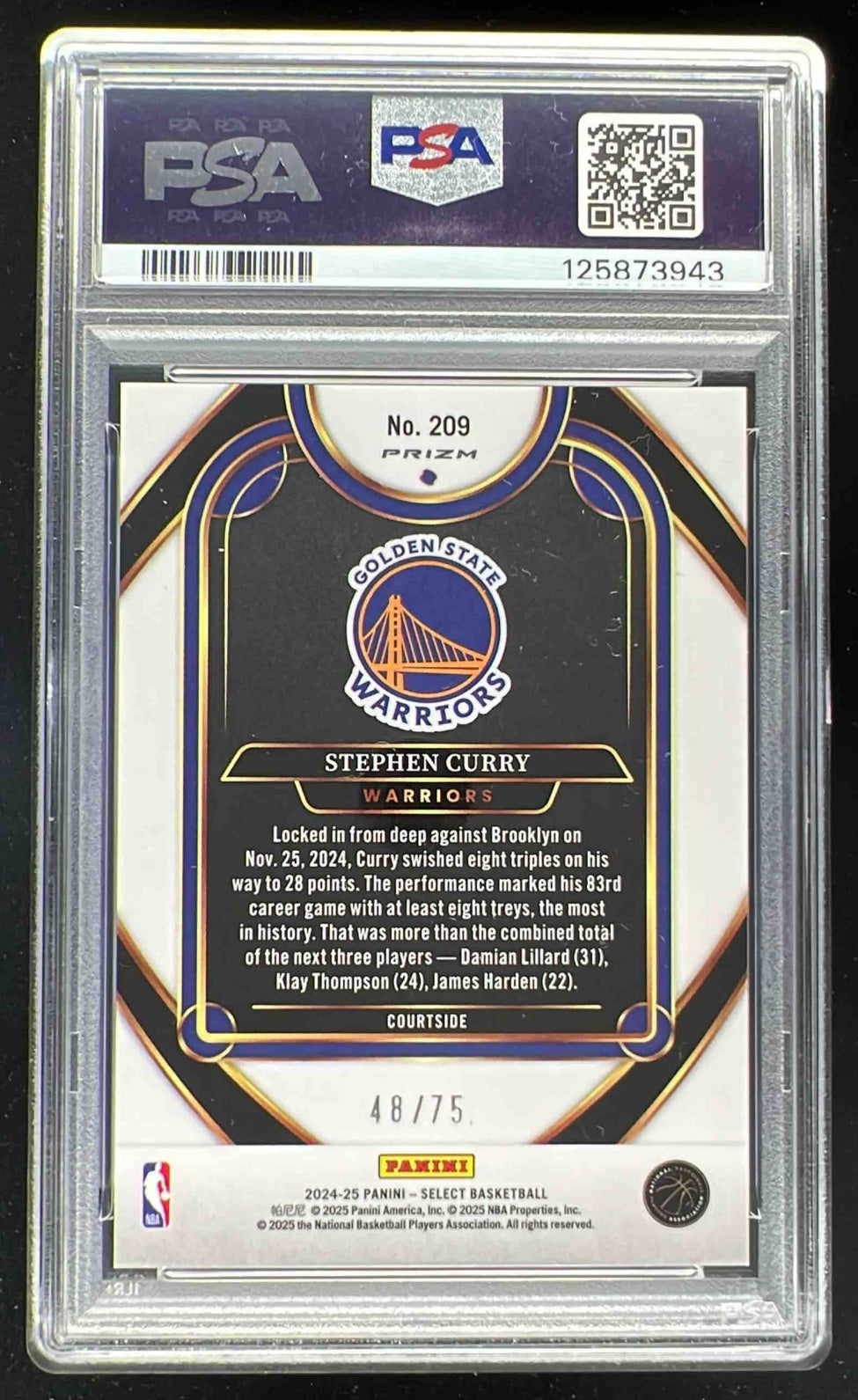 2024-25 Panini Select Courtside Blue Wave Prizm #209 Stephen Curry