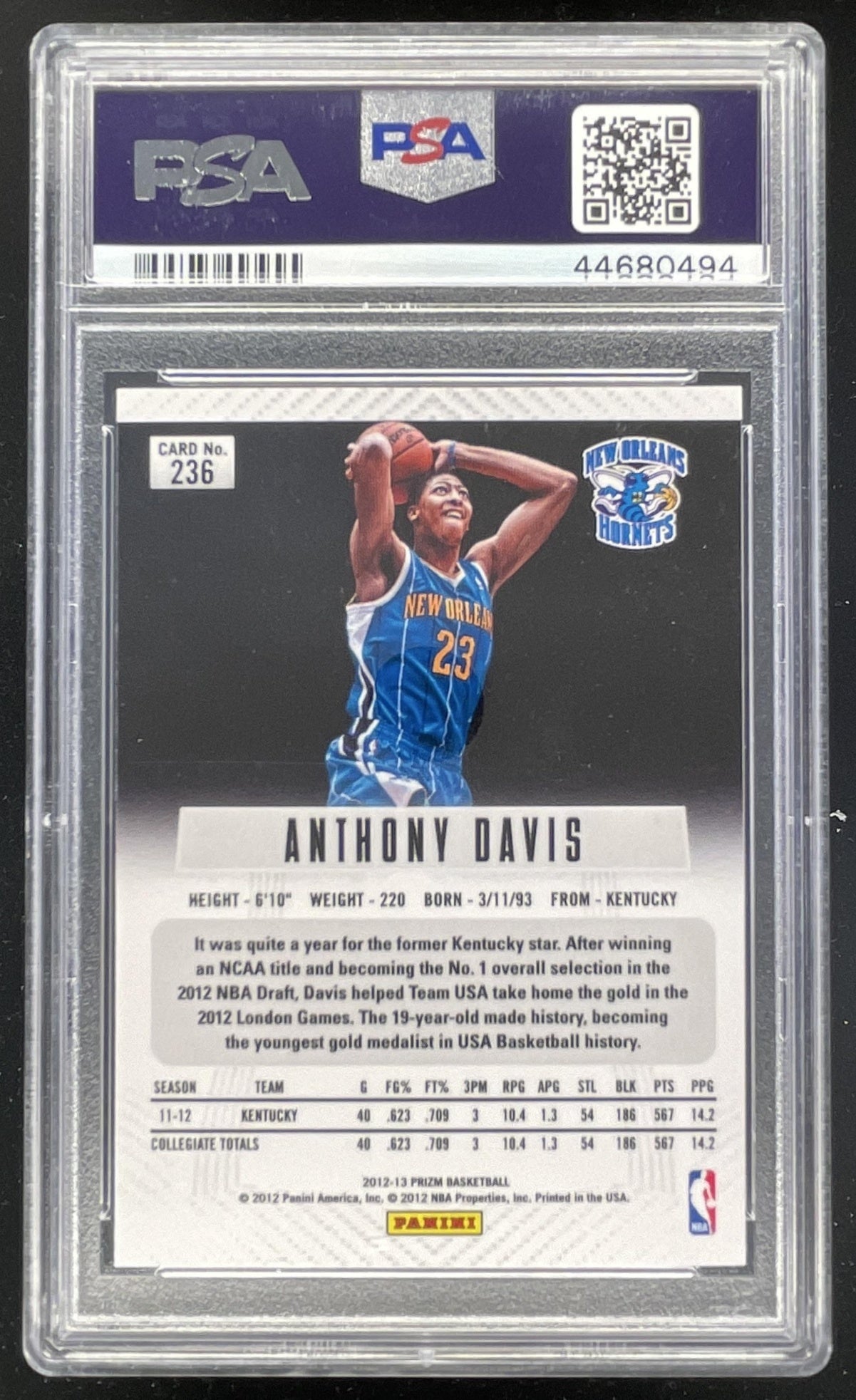2012-13 Panini Prizm #236 Anthony Davis RC PSA 10 – Burbank Cards