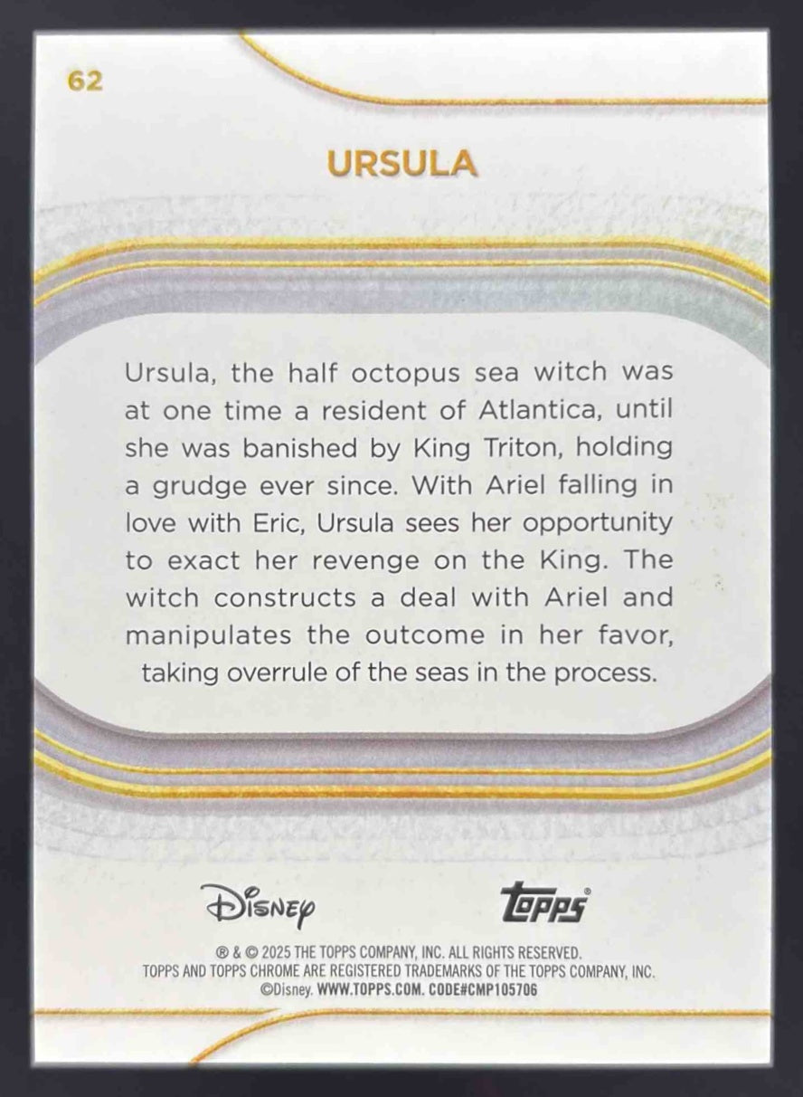 2025 Topps Chrome Disney Orange Refractor #62 Ursula /25 – Burbank