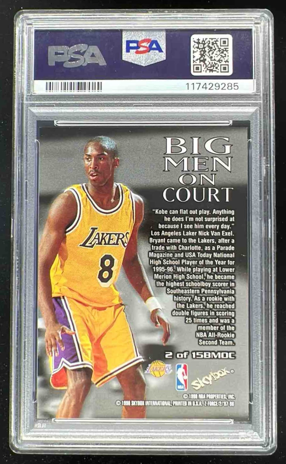 その他 1997-98 Skybox Z-Force Big Men on Court 1997-98 Skybox Z-Force Big Men on Court #2 BMOC Kobe Bryant PSA 9