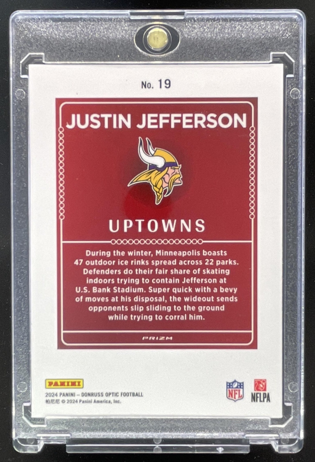2024 Panini Donruss Optic Uptowns #19 Justin Jefferson SSP Burbank Cards 2024 Panini Donruss Optic Uptowns #19 Justin Jefferson SSP Burbank Cards