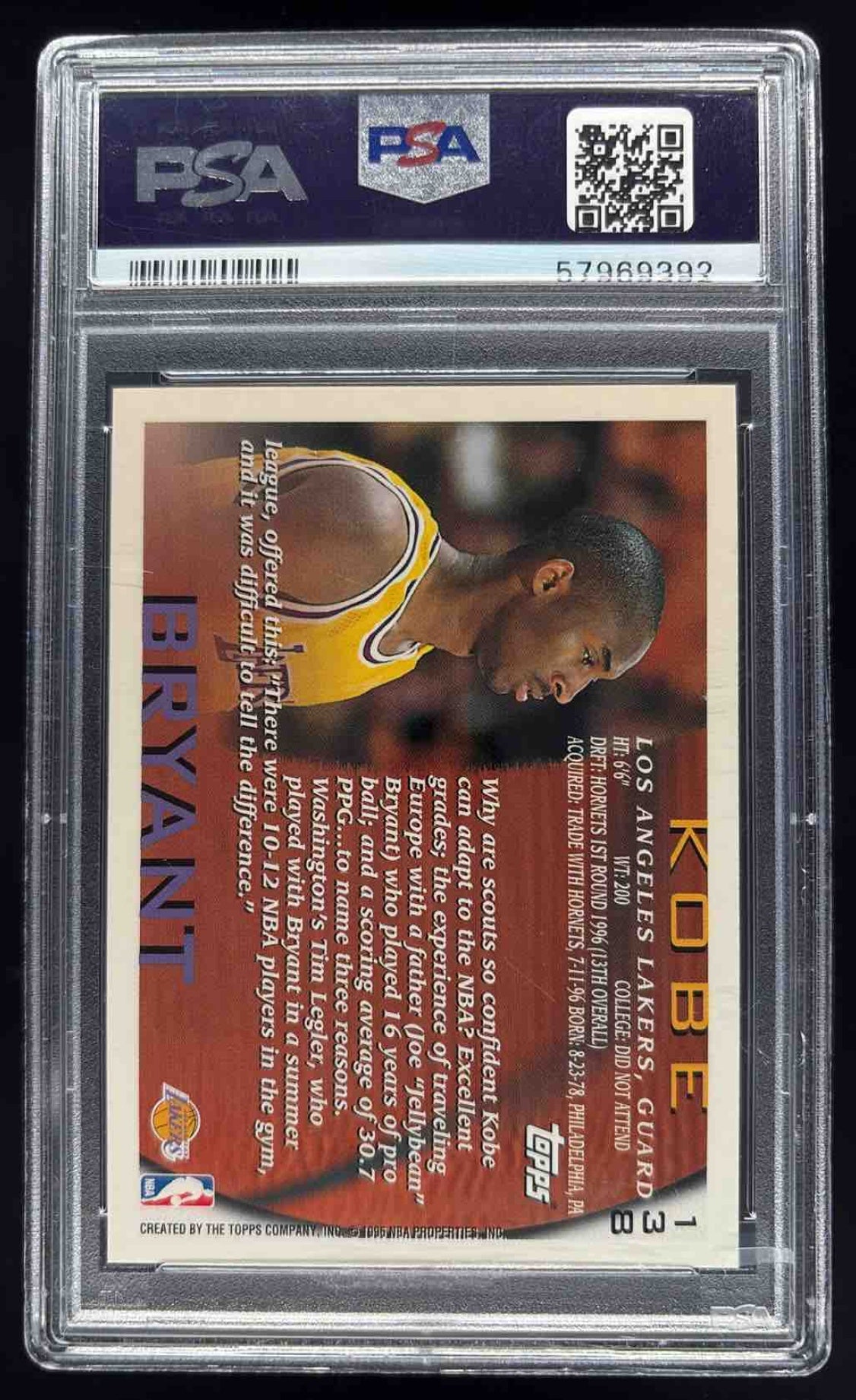 1996-97 Topps #138 Kobe Bryant RC PSA 8 – Burbank Cards