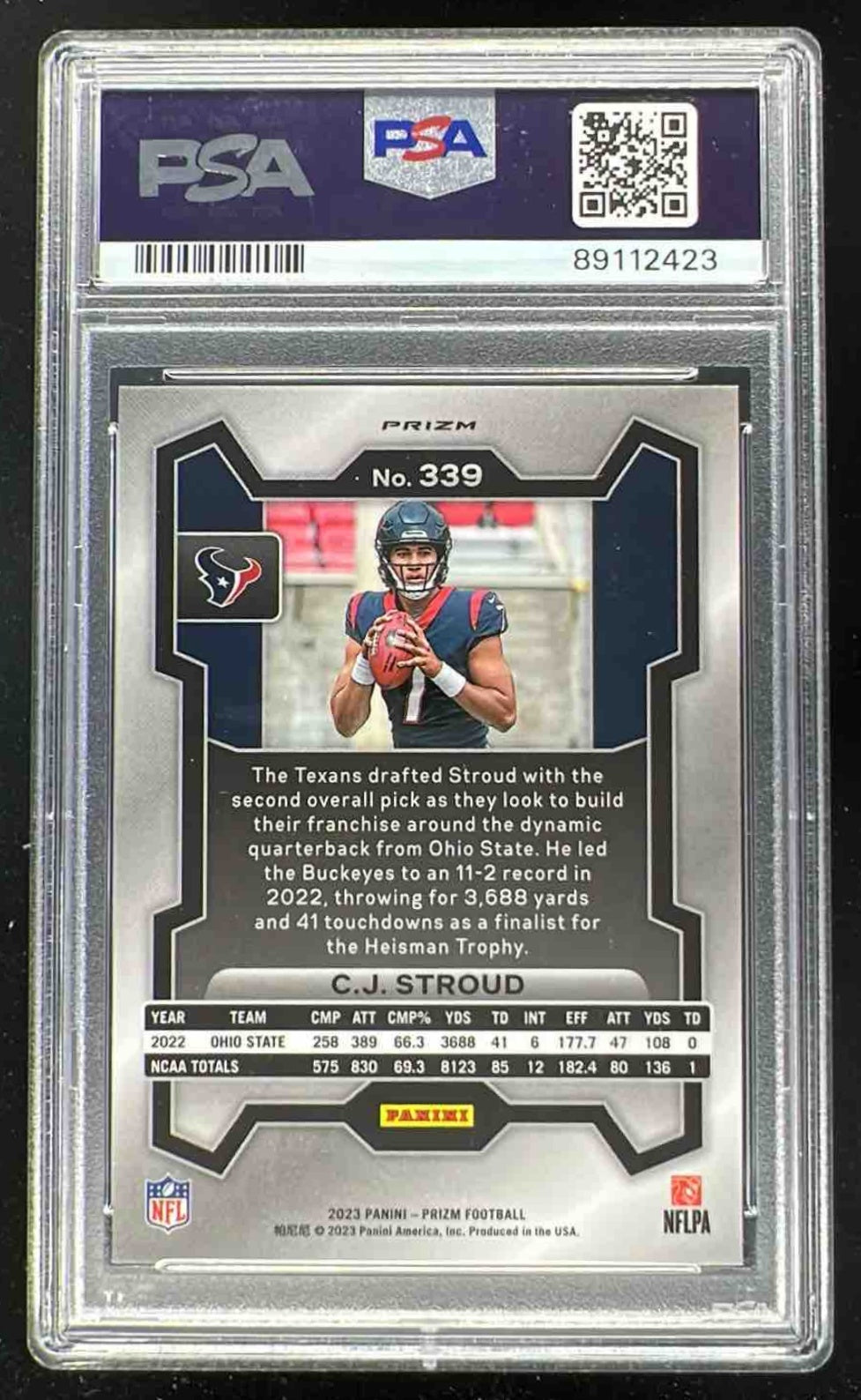 2023 Panini Prizm Silver Prizm #339 C.J. Stroud RC PSA 10