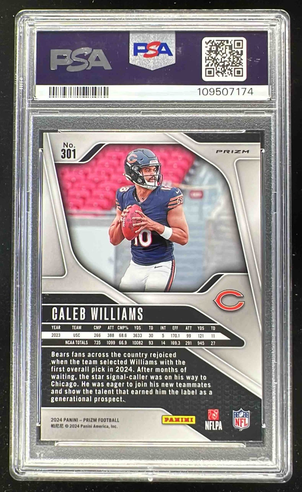 2024 Panini Prizm Orange Ice Prizm #301 Caleb Williams RC PSA 10