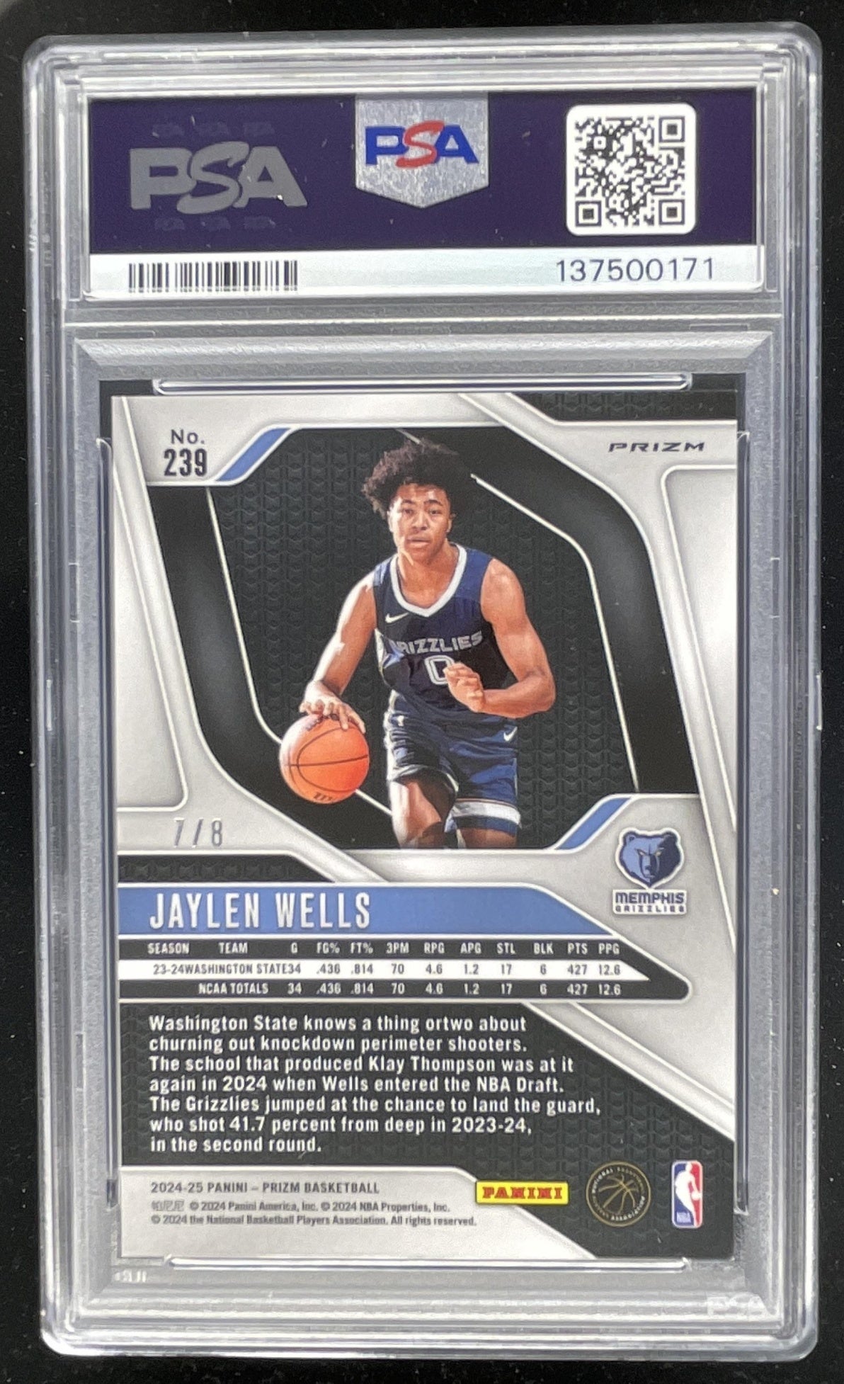 2024-25 Panini Prizm Choice Green Prizm #239 Jaylen Wells RC /8