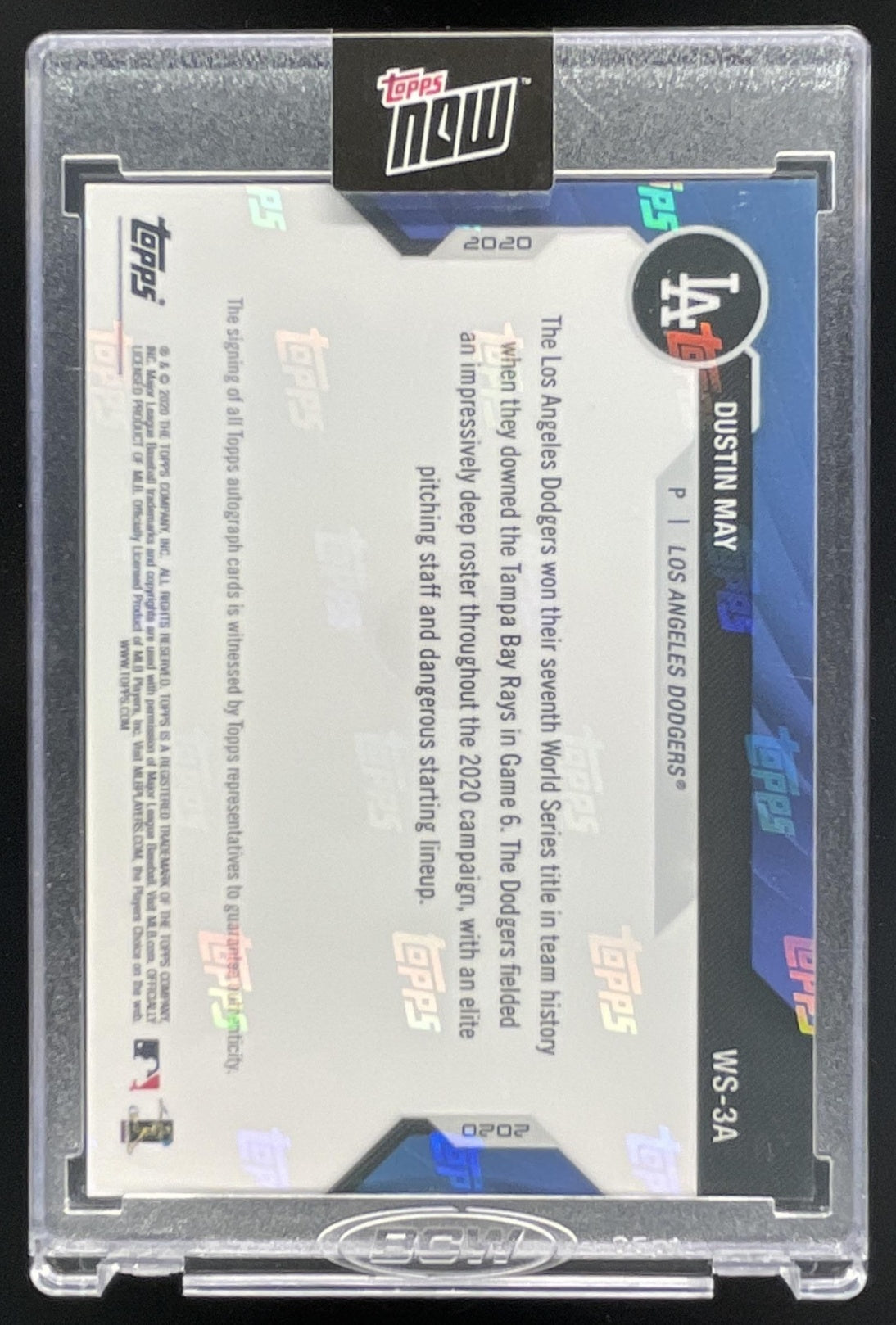 2020 Topps Now World Series Rookie Autograph #WS-3A Dustin May RC