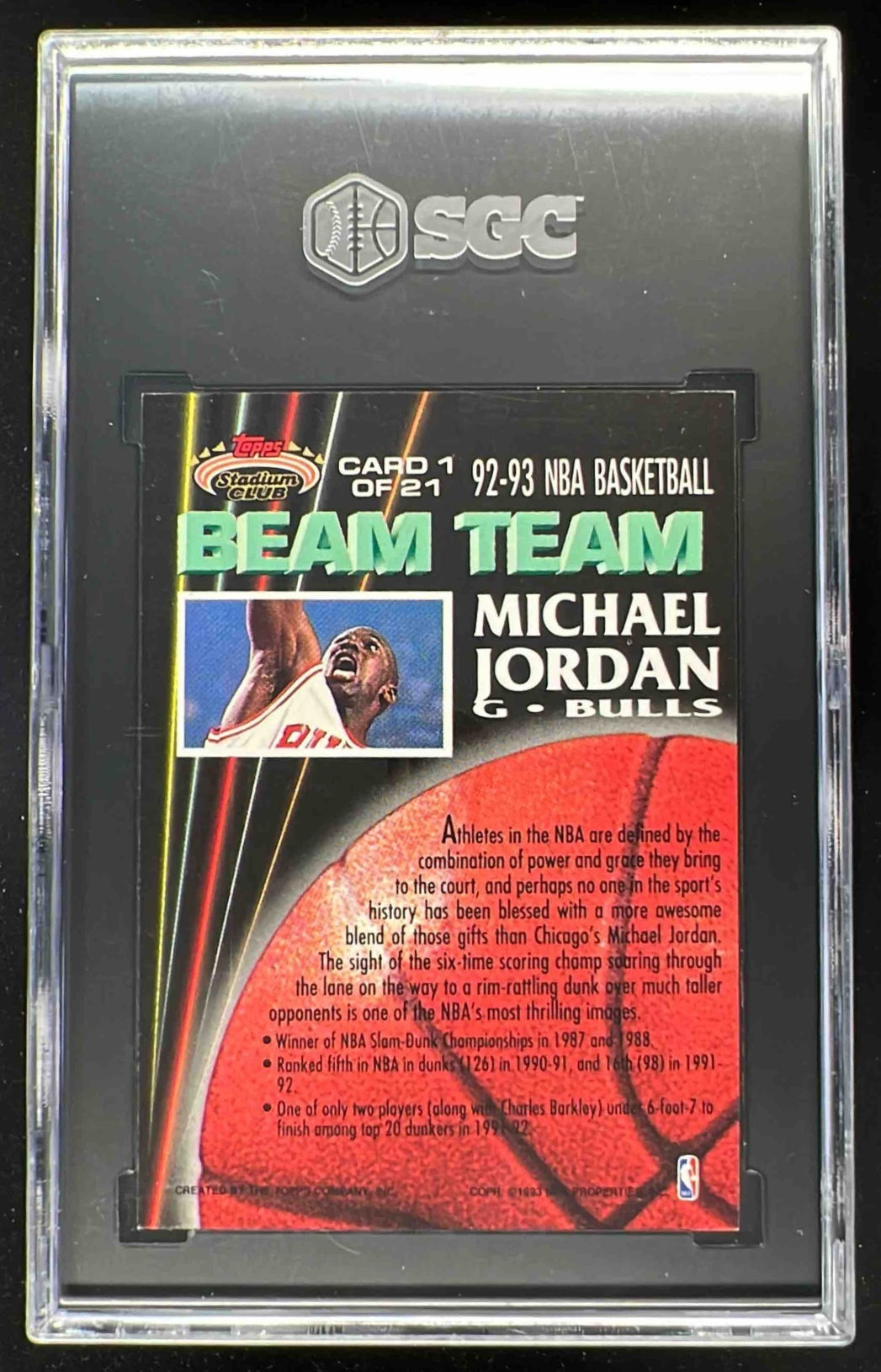 1992-93 Topps Stadium Club Beam Team #1 Michael Jordan SGC 8.5