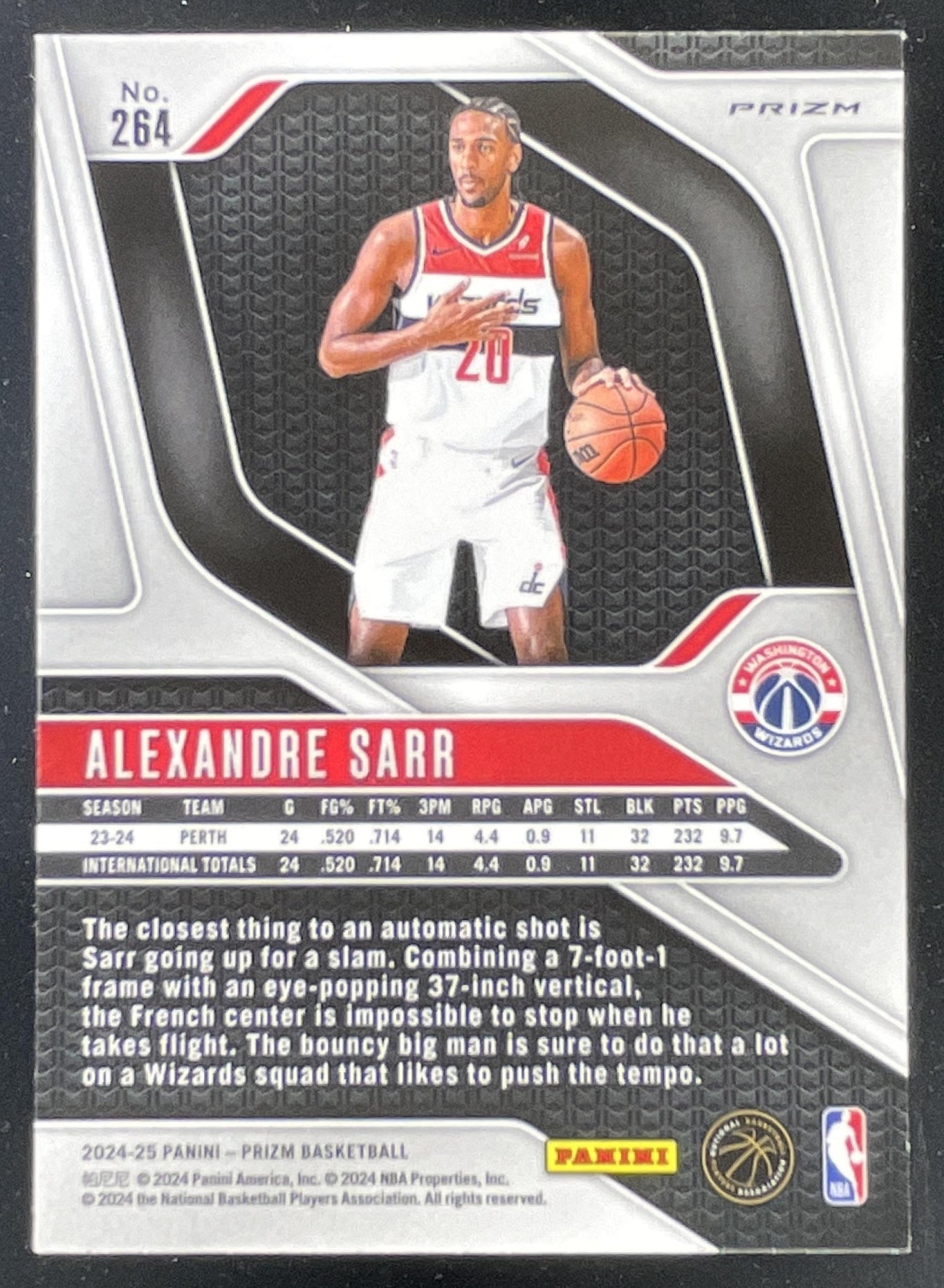 2024-25 Panini Prizm Silver Prizm #264 Alexandre Sarr RC – Burbank