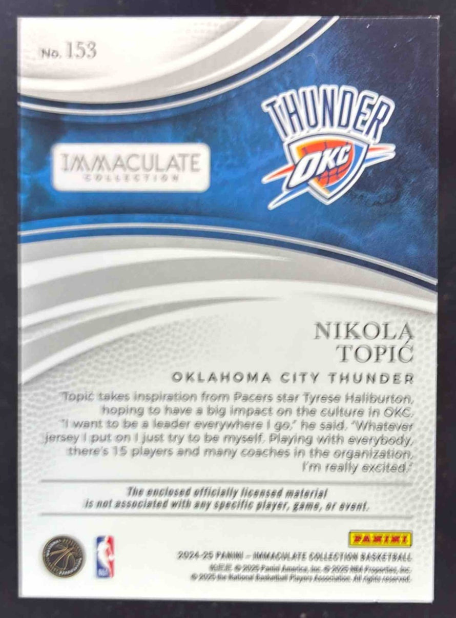 2024-25 Panini Immaculate Collection Rookie Patches #153 Nikola