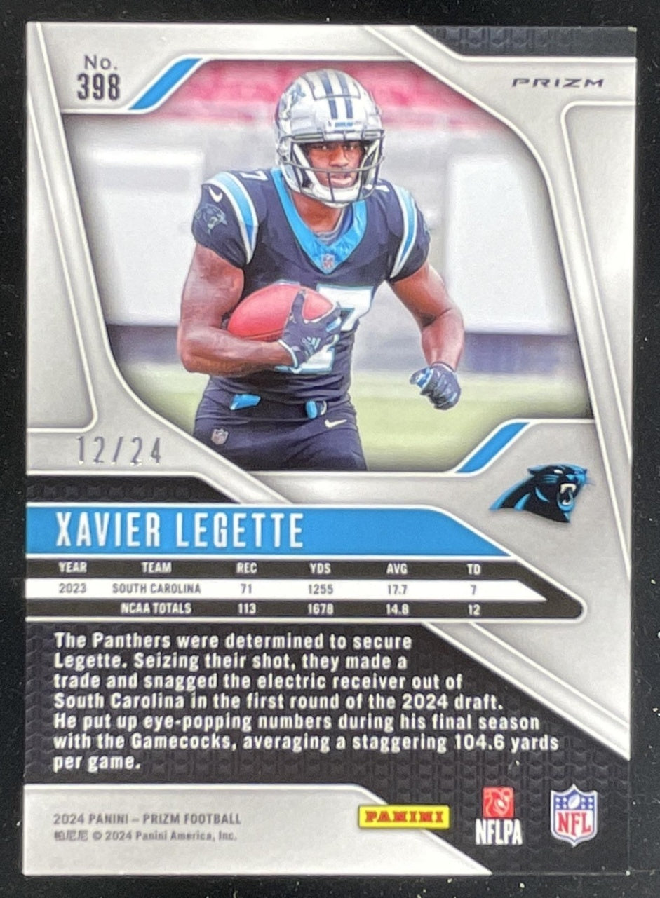 2024 Panini Prizm Gold Sparkle Prizm #398 Xavier Legette RC /24