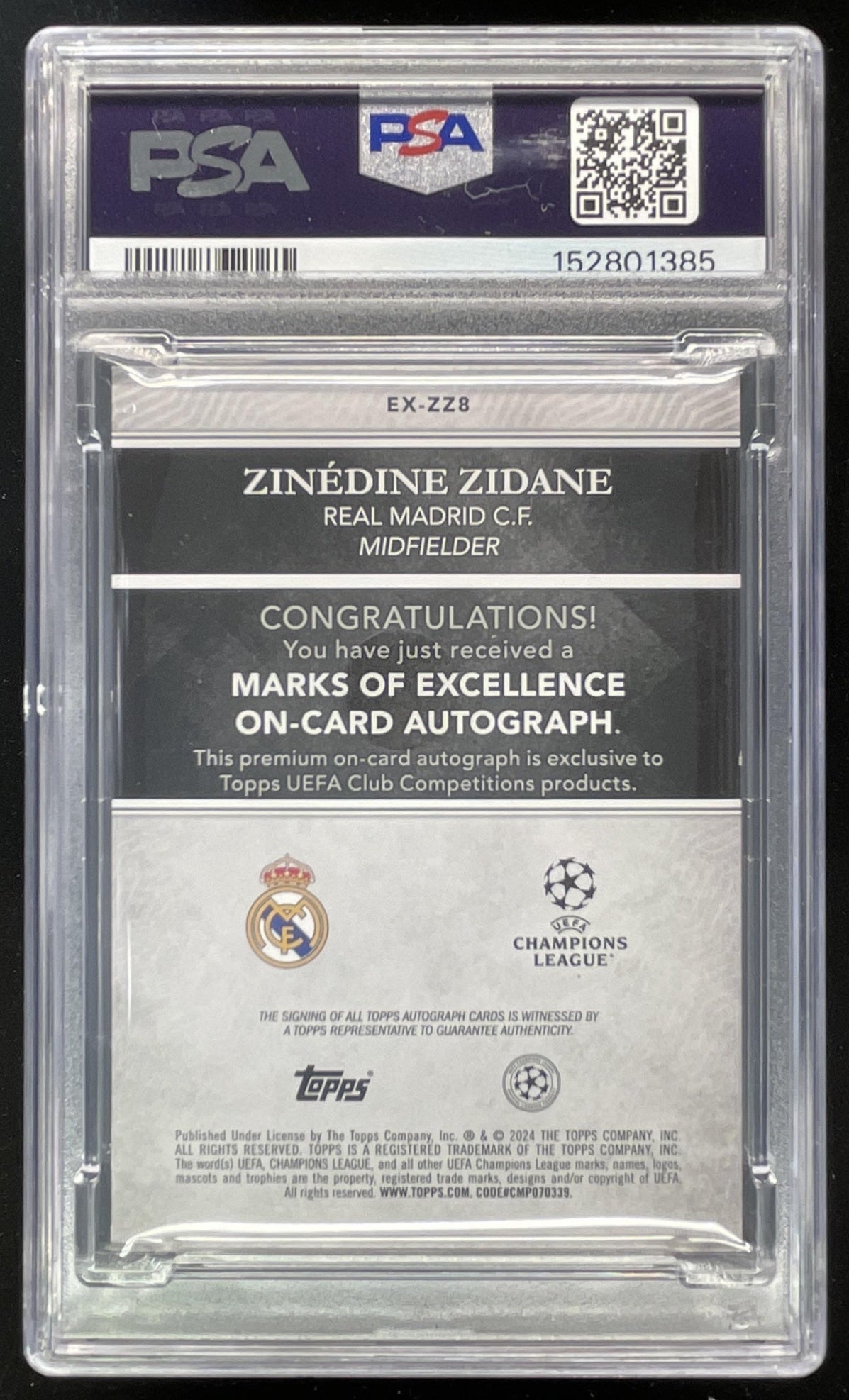 2024 Topps Chrome Marks of Excellence Orange Foil Zinedine Zidane