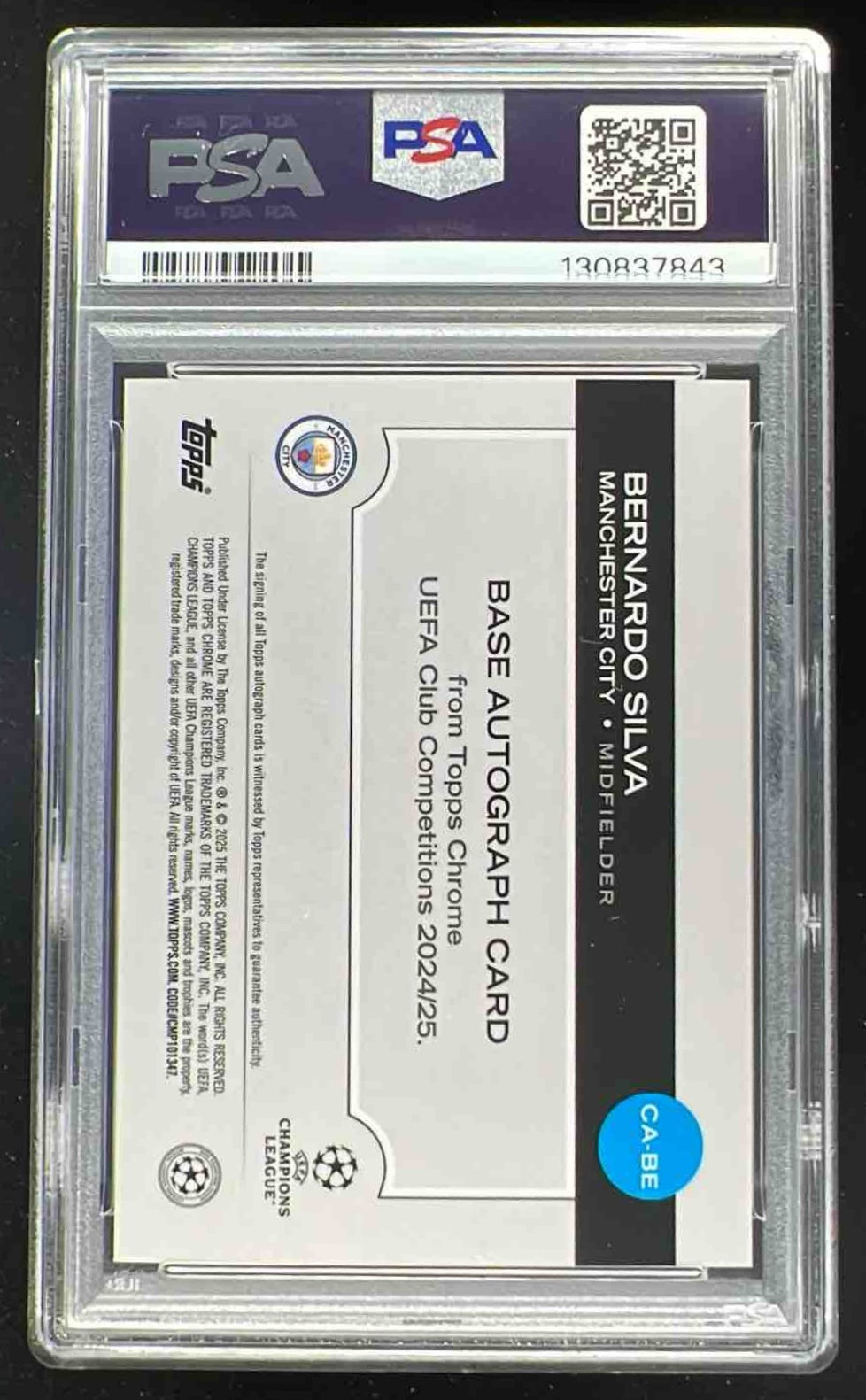 2024-25 Topps Chrome Pink Refractor #CA-BE Bernardo Silva Auto