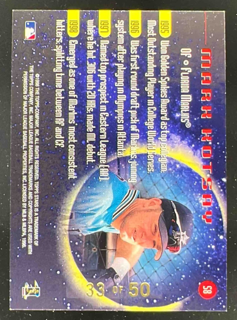 1998 Topps Stars Supernovas Gold #S8 Mark Kotsay /50 – Burbank Cards