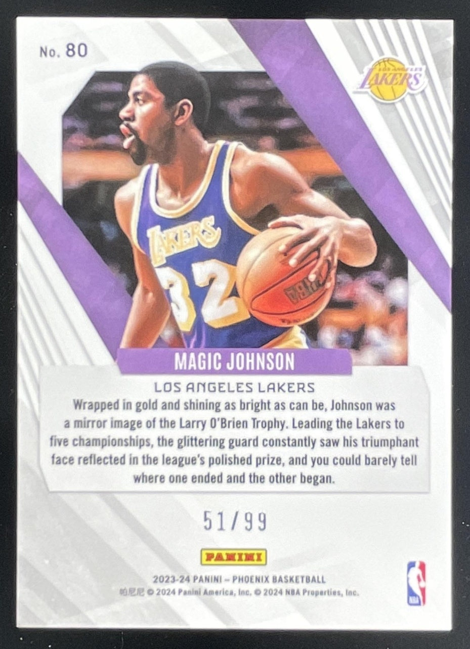 2023-24 Panini Phoenix Orange #80 Magic Johnson /99 – Burbank Cards