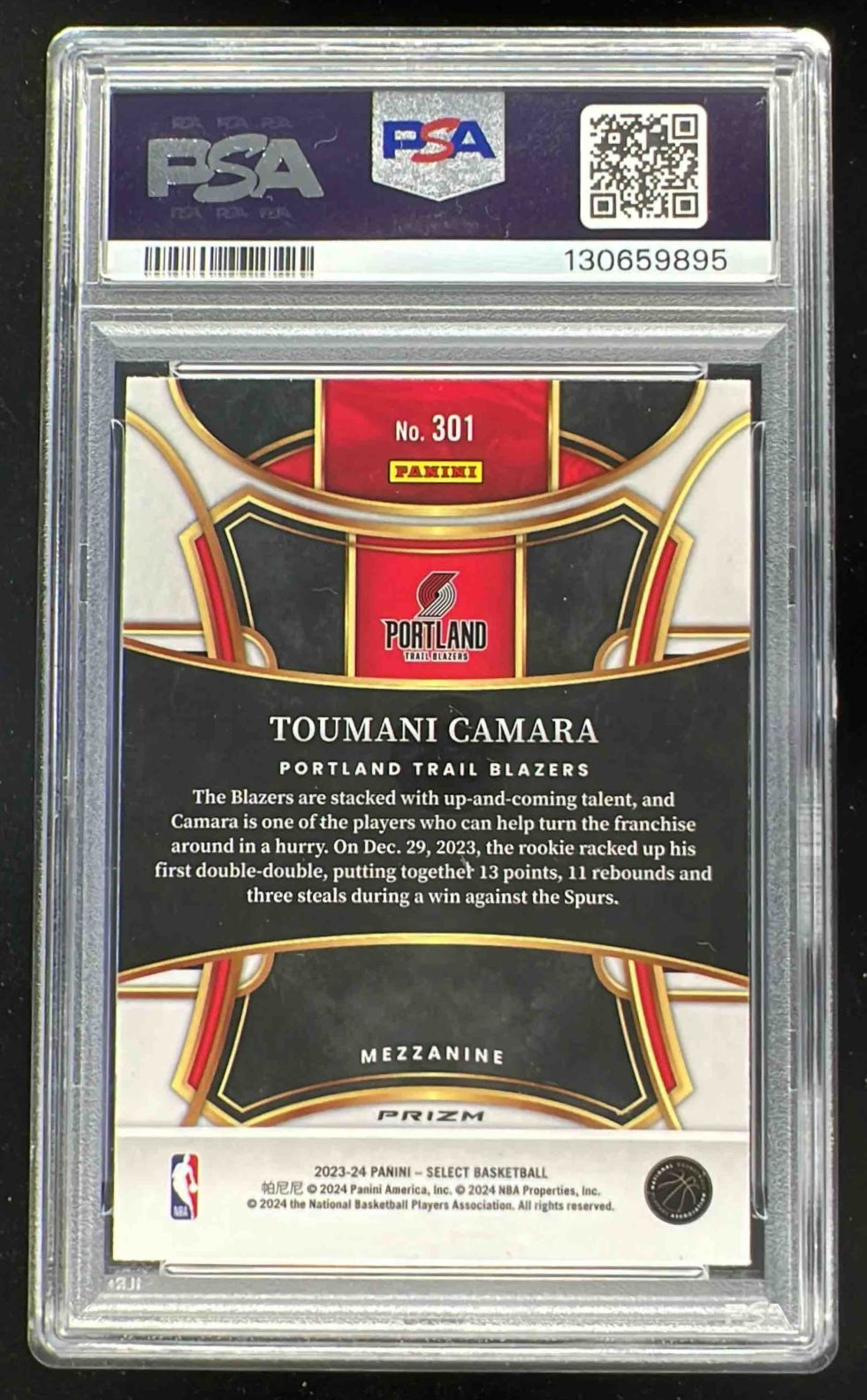 2023-24 Panini Select Elephant Prizm SSP #301 Toumani Camara RC