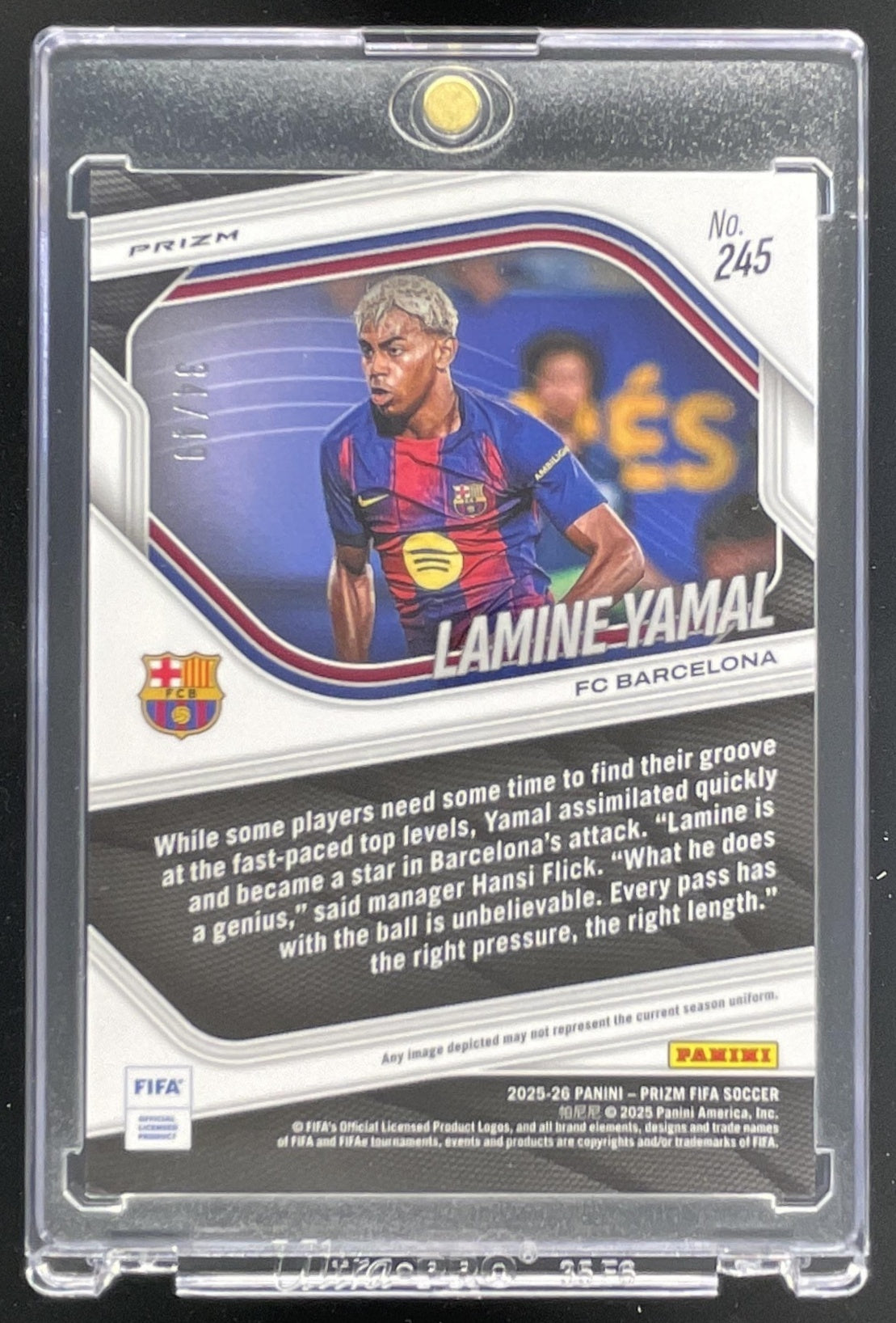 2025-26 Panini Prizm FIFA Purple Wave Prizms #245 Lamine Yamal /49