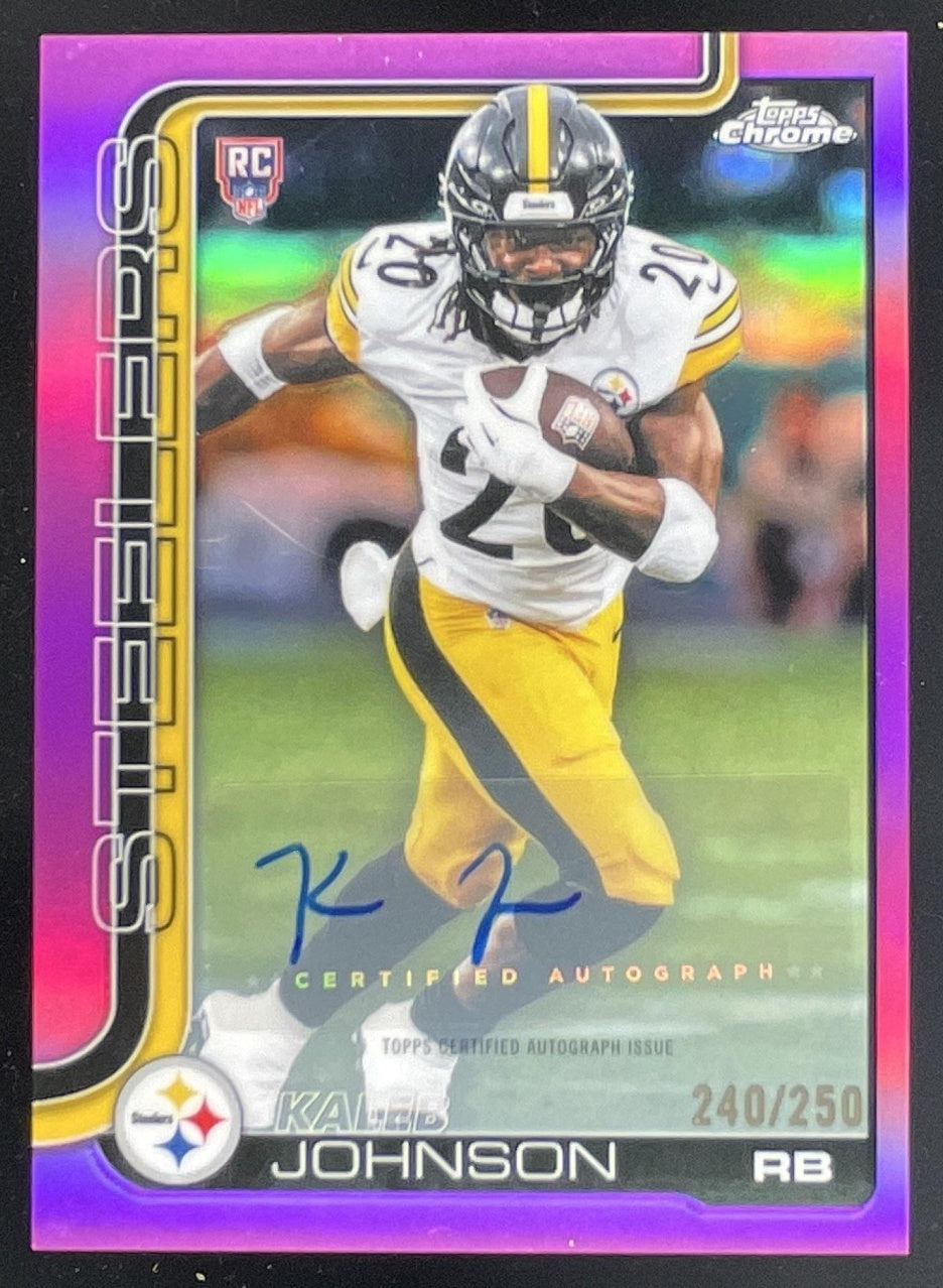 2025 Topps Chrome Rookie Pink #RA-KJ Kaleb Johnson RC Auto /250