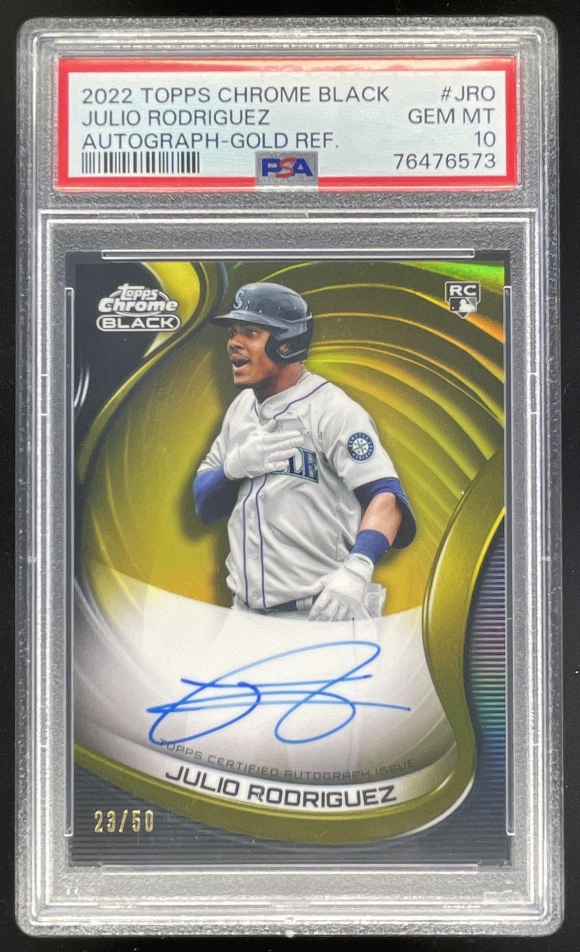 2022 Topps Chrome Black Gold #CBA-JRO Julio Rodriguez RC Auto /50