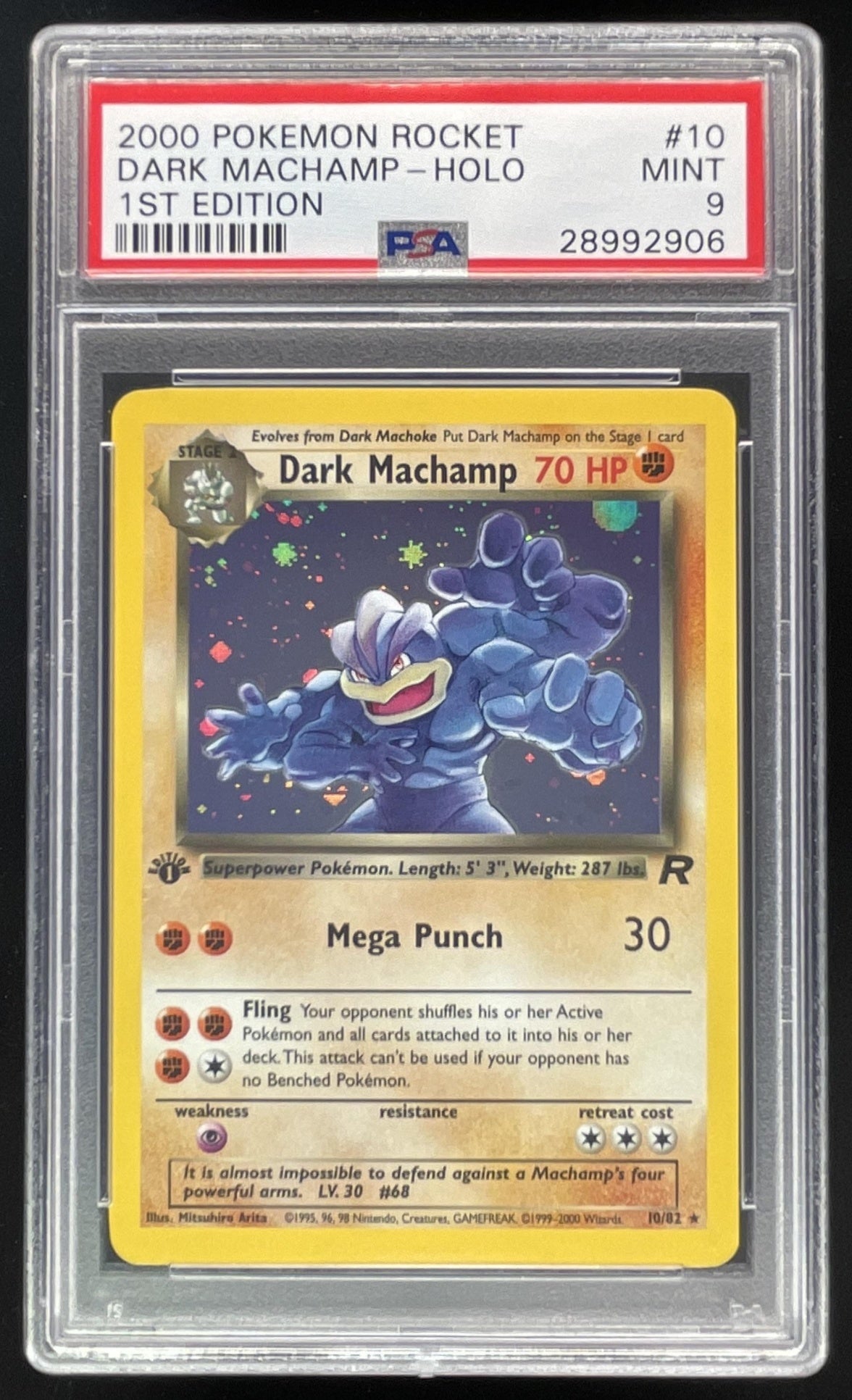 2000 Pokemon Team Rocket First Edition #10/82 Dark Machamp Holo PSA 9 Burbank Cards 2000 Pokemon Team Rocket First Edition #10/82 Dark Machamp Holo PSA 9 Burbank Cards