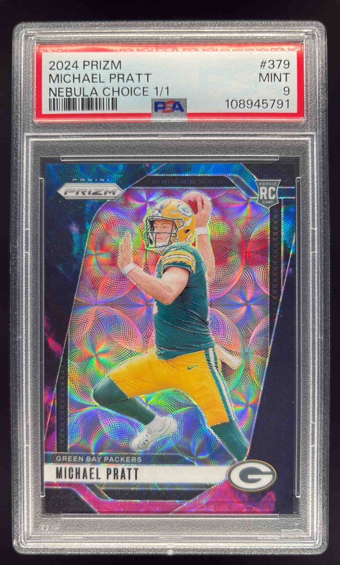 2024 Panini Prizm Choice Nebula Prizm #379 Michael Pratt RC 1/1