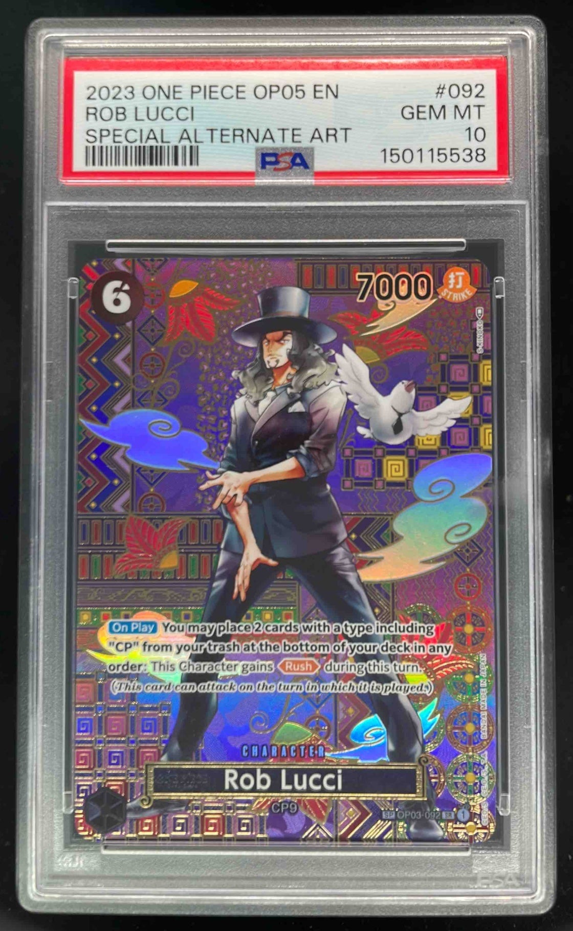 2023 One Piece OP05 EN #092 Rob Lucci Special Alternate Art PSA 10 –  Burbank Cards