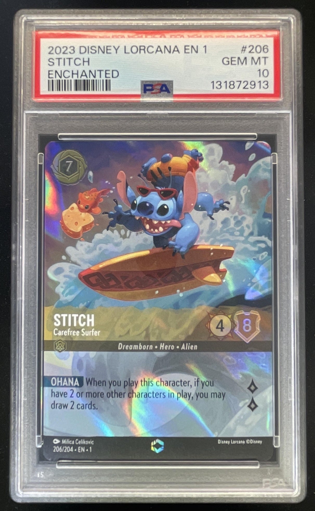 2023 Disney Lorcana TCG #206/204 Stitch - Carefree Surfer