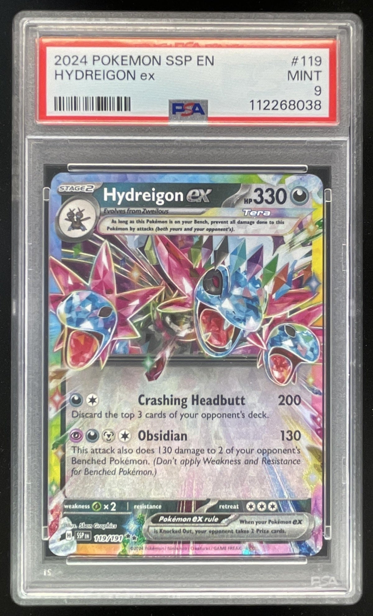 2024 Pokemon Surging Sparks #119/191 Hydreigon Ex PSA 9 – Burbank Cards