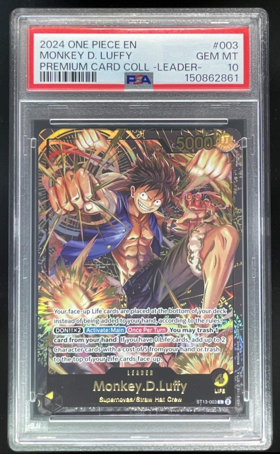 2024 One Piece EN Premium Card Leader #003 Monkey D Luffy PSA 10 Burbank Cards 2024 One Piece EN Premium Card Leader #003 Monkey D Luffy PSA 10 Burbank Cards