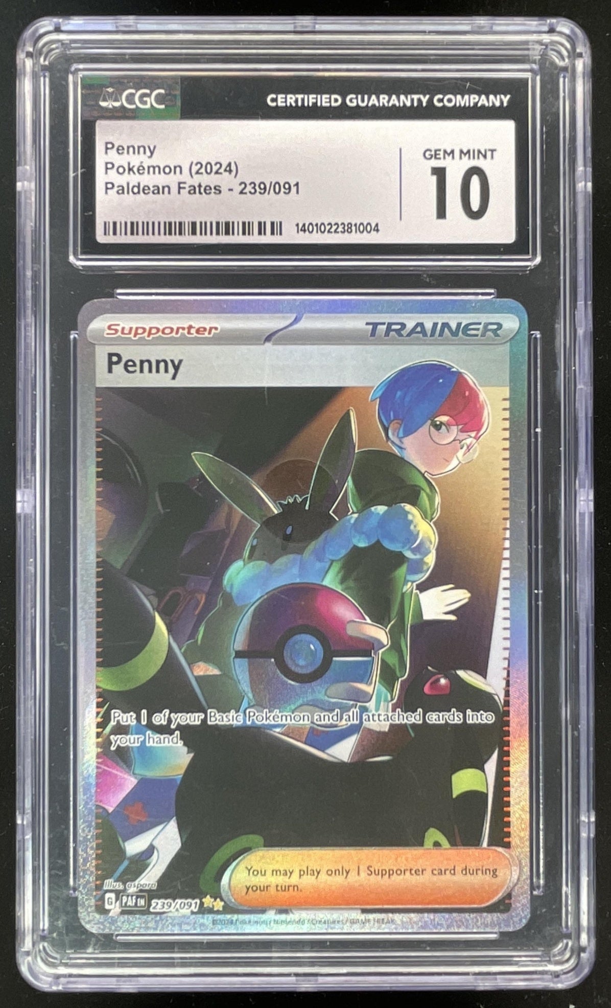 2024 Pokemon Paldean Fates #239/091 Penny CGC 10 Burbank Cards 2024 Pokemon Paldean Fates #239/091 Penny CGC 10 Burbank Cards
