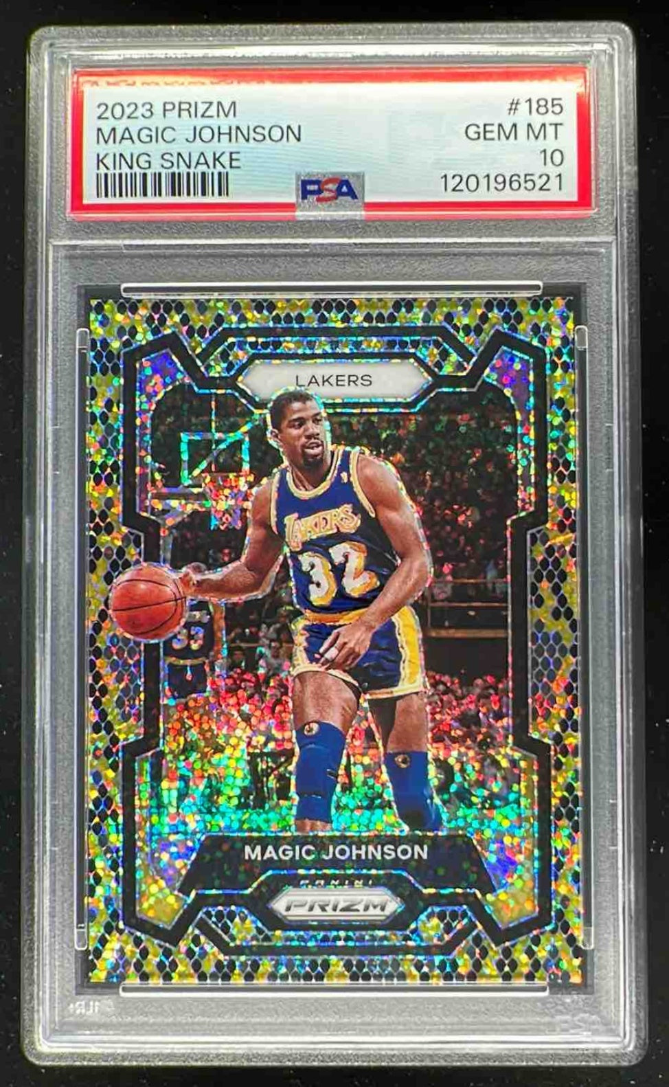 2023-24 Panini Prizm King Snake Prizm SSP #185 Magic Johnson PSA