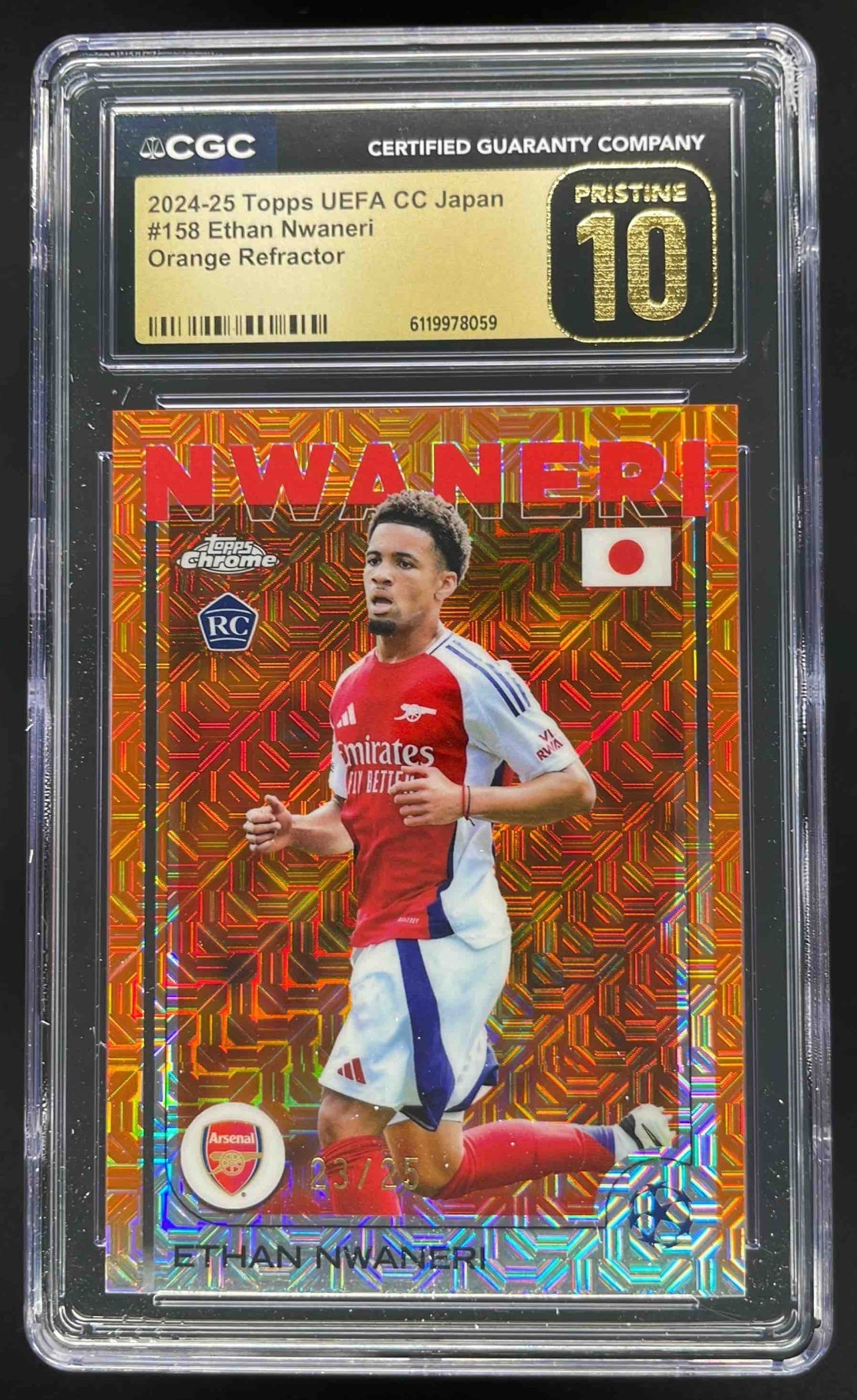 2024-25 Topps Chrome Japan Orange #158 Ethan Nwaneri RC /25 CGC 10
