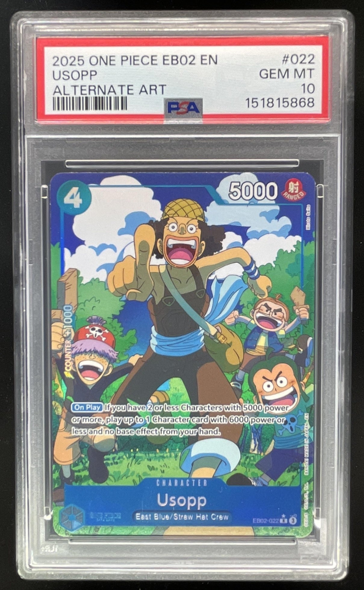 2025 One Piece EB02 EN #022 Usopp Alternate Art PSA 10  Burbank Cards