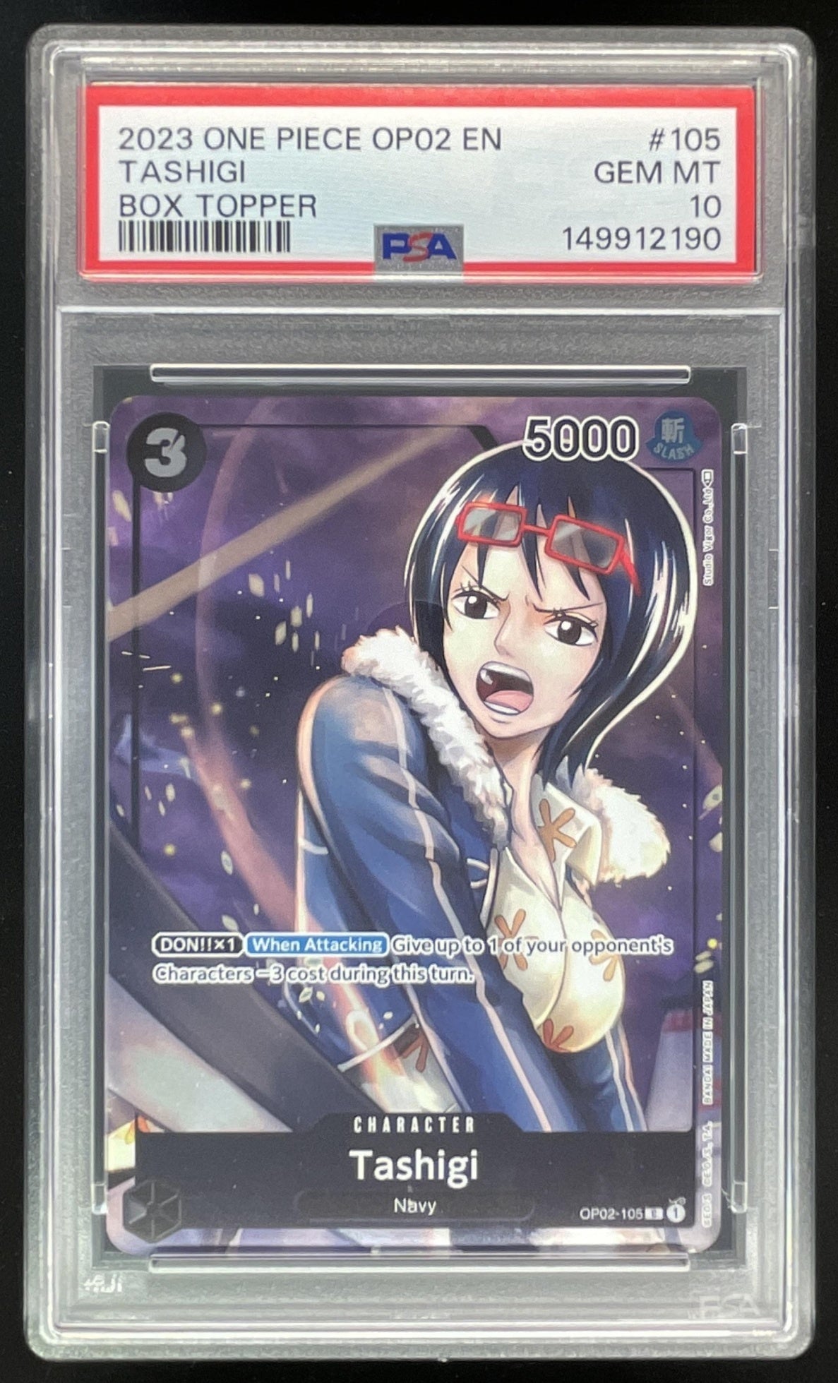 2023 One Piece OP02 EN Box Topper #105 Tashigi PSA 10 Burbank Cards 2023 One Piece OP02 EN Box Topper #105 Tashigi PSA 10 Burbank Cards