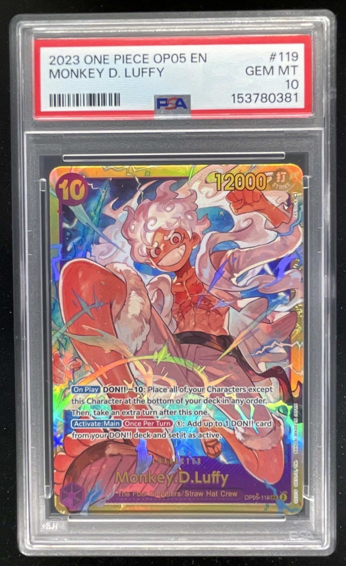 2023 One Piece OP05 EN #119 Monkey D Luffy PSA 10 – Burbank Cards