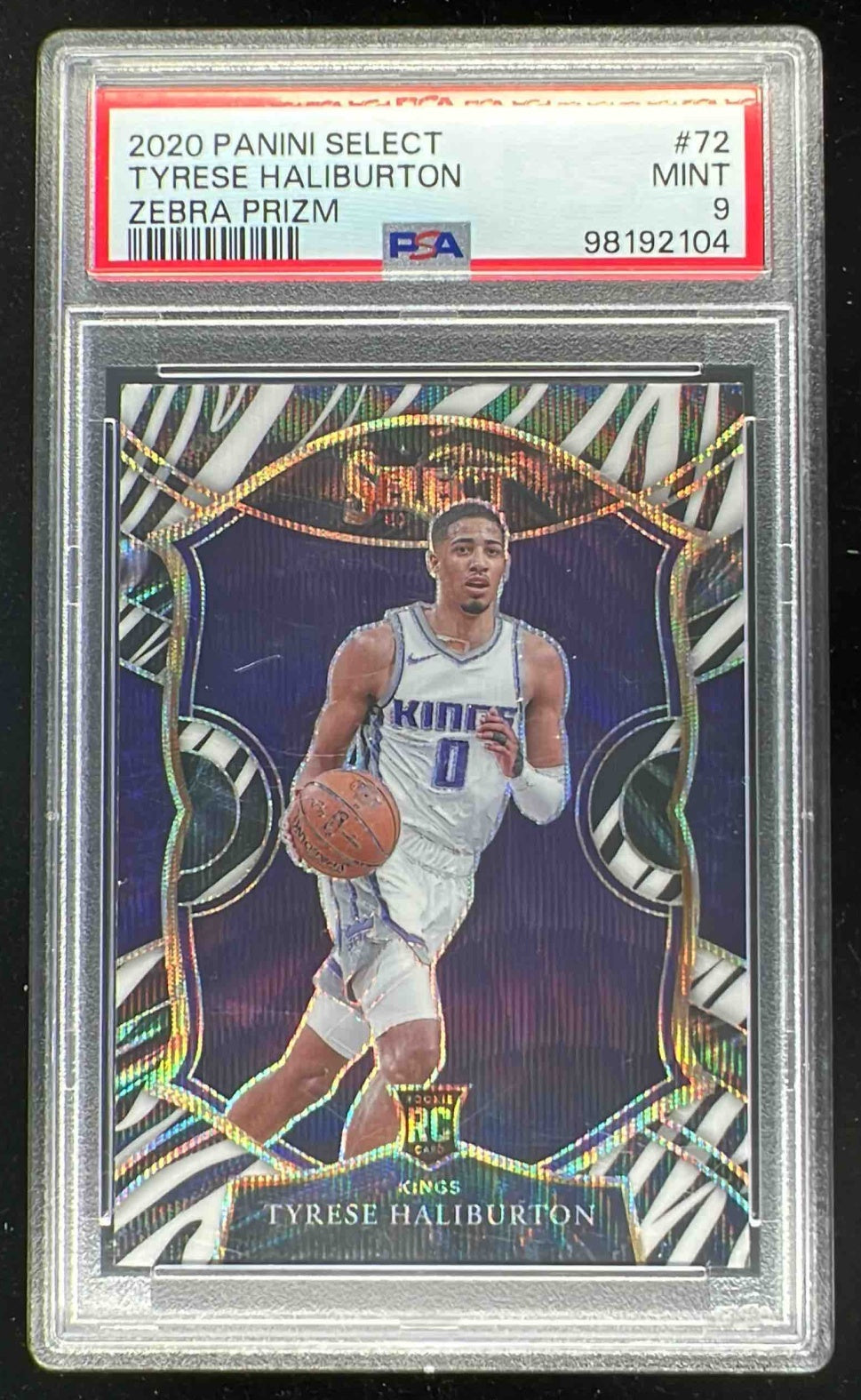 2020-21 Panini Select Zebra Prizm SSP #72 Tyrese Haliburton RC