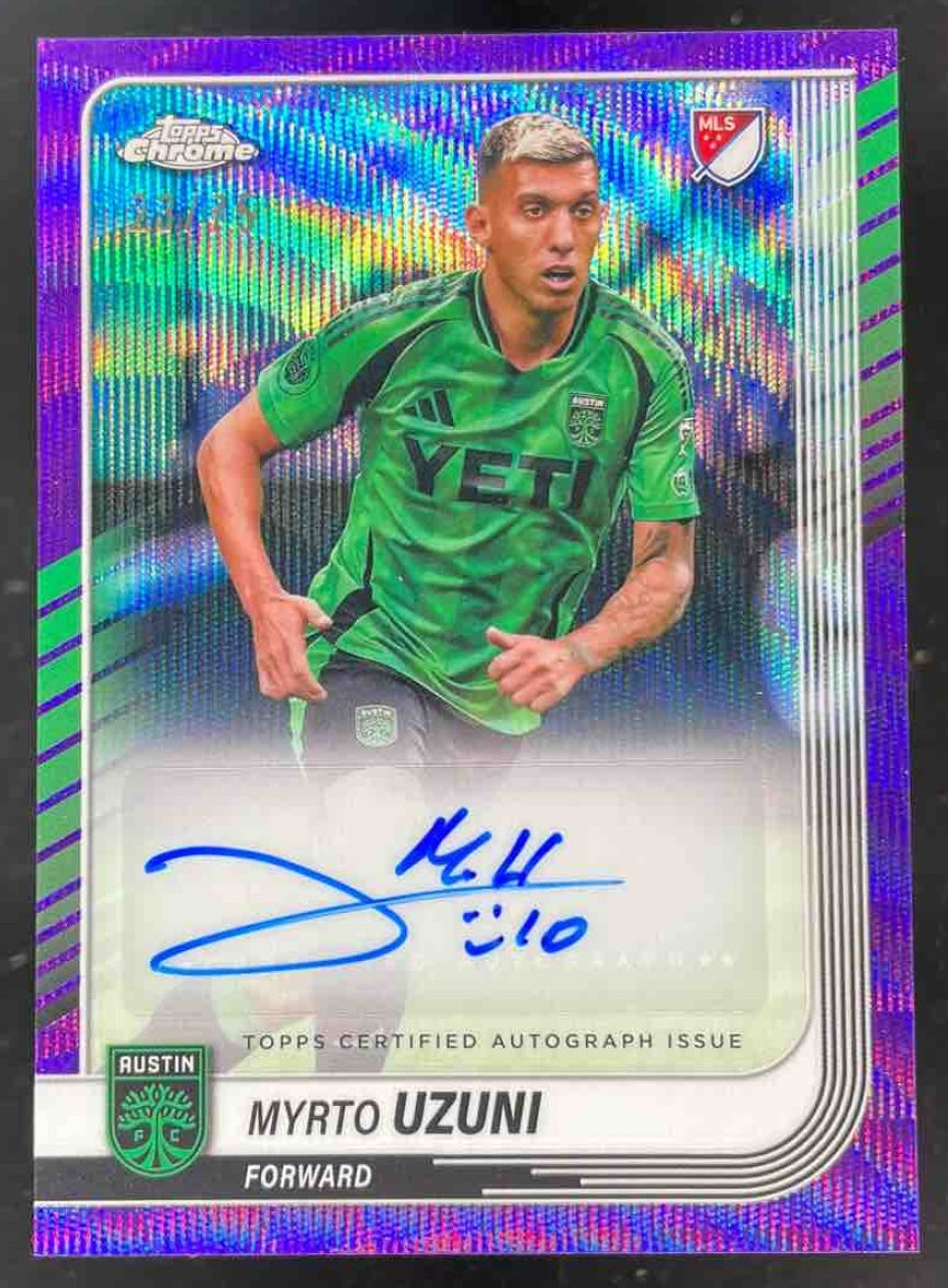2025 Topps Chrome MLS Chrome Purple Wave #CA-UZ Myrto Uzuni Auto