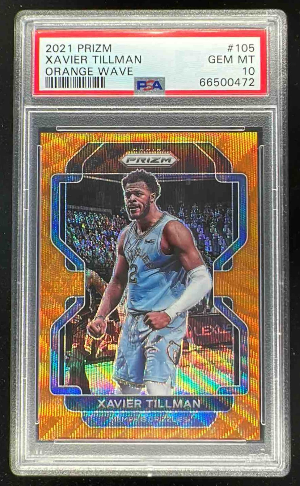 2021-22 Panini Prizm Orange Wave #105 Xavier Tillman /60 PSA 10