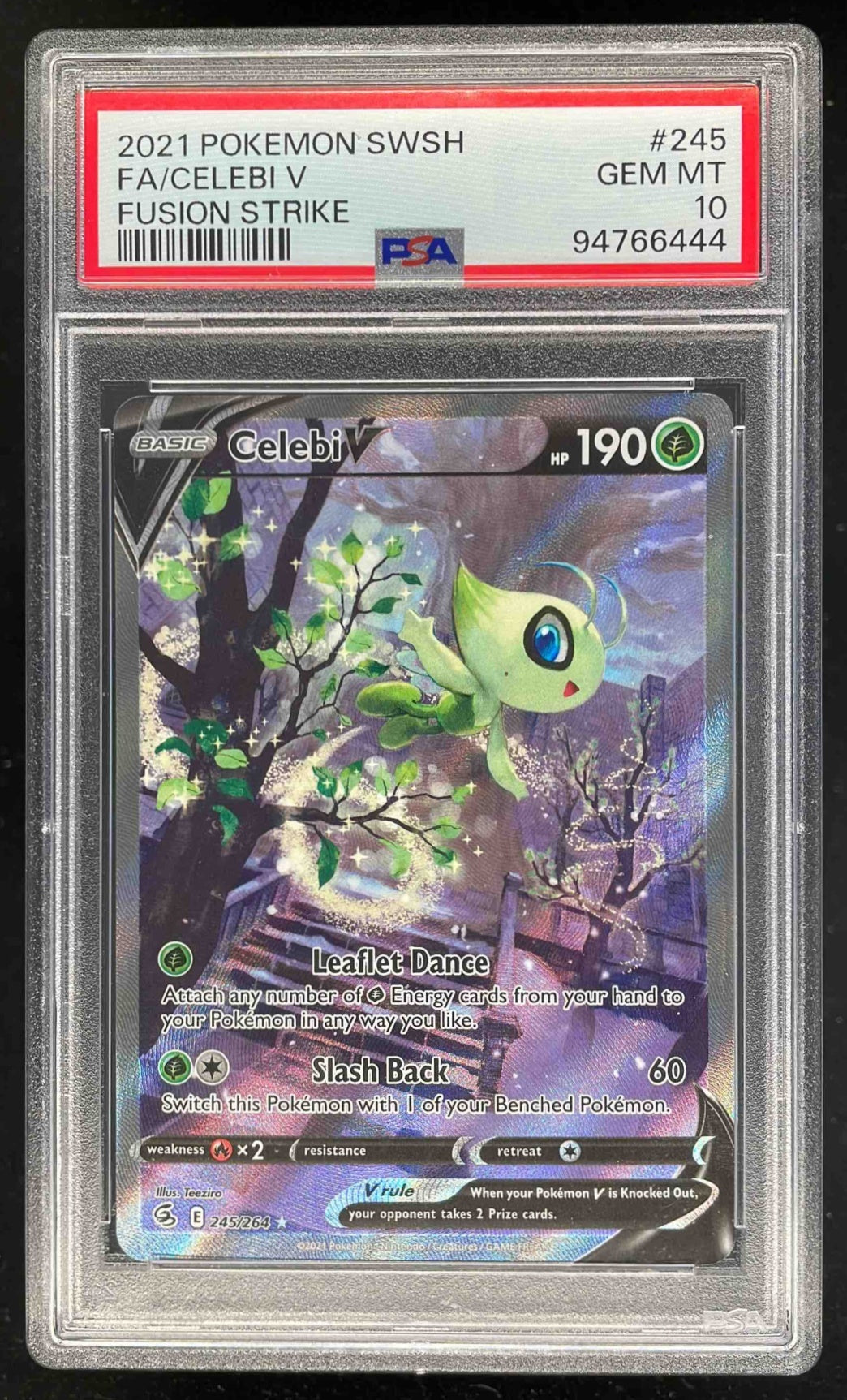 2021 Pokemon Sword & Shield Fusion Strike #245/264 Celebi V PSA 10