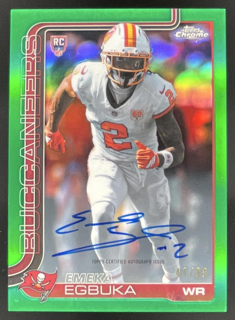 2025 Topps Chrome Rookie Green #RA-EE Emeka Egbuka RC Auto /99