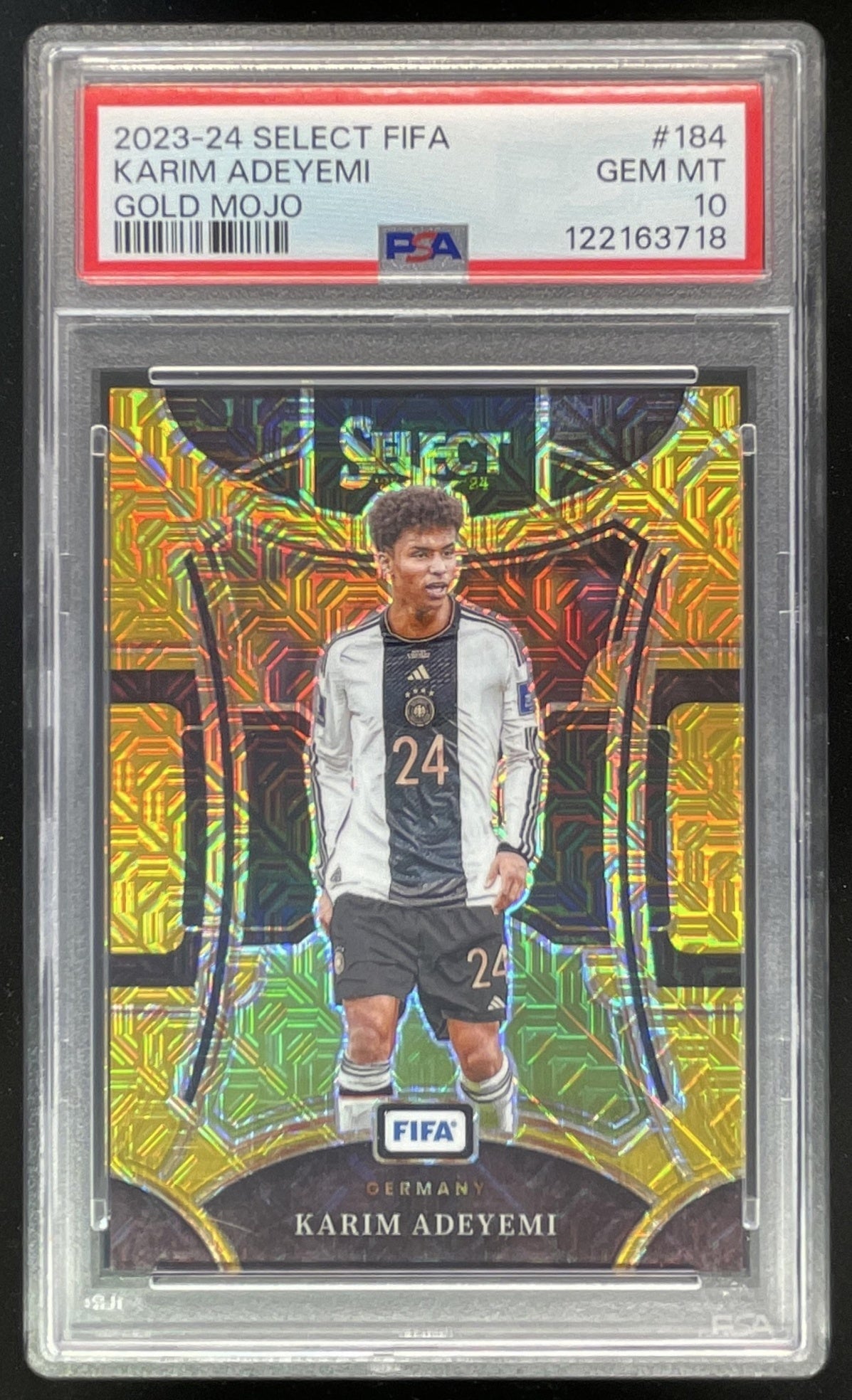 2023-24 Panini Select FIFA Gold Mojo Prizm #184 Karim Adeyemi /10