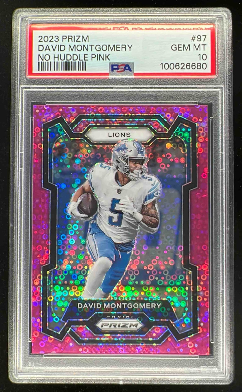 2023 Panini Prizm No Huddle Pink Prizm #97 David Montgomery /15